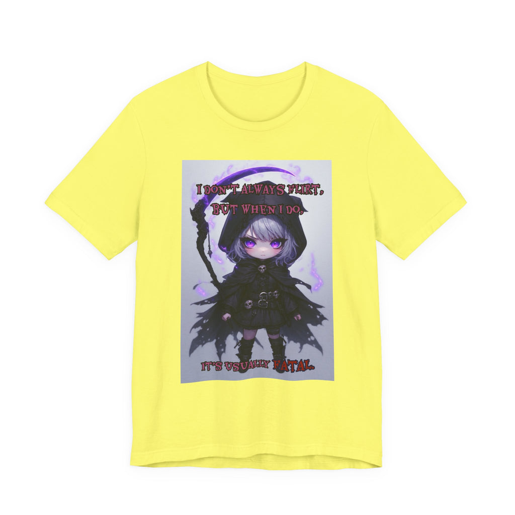 Fatal flirting. Female themed t-shirt.