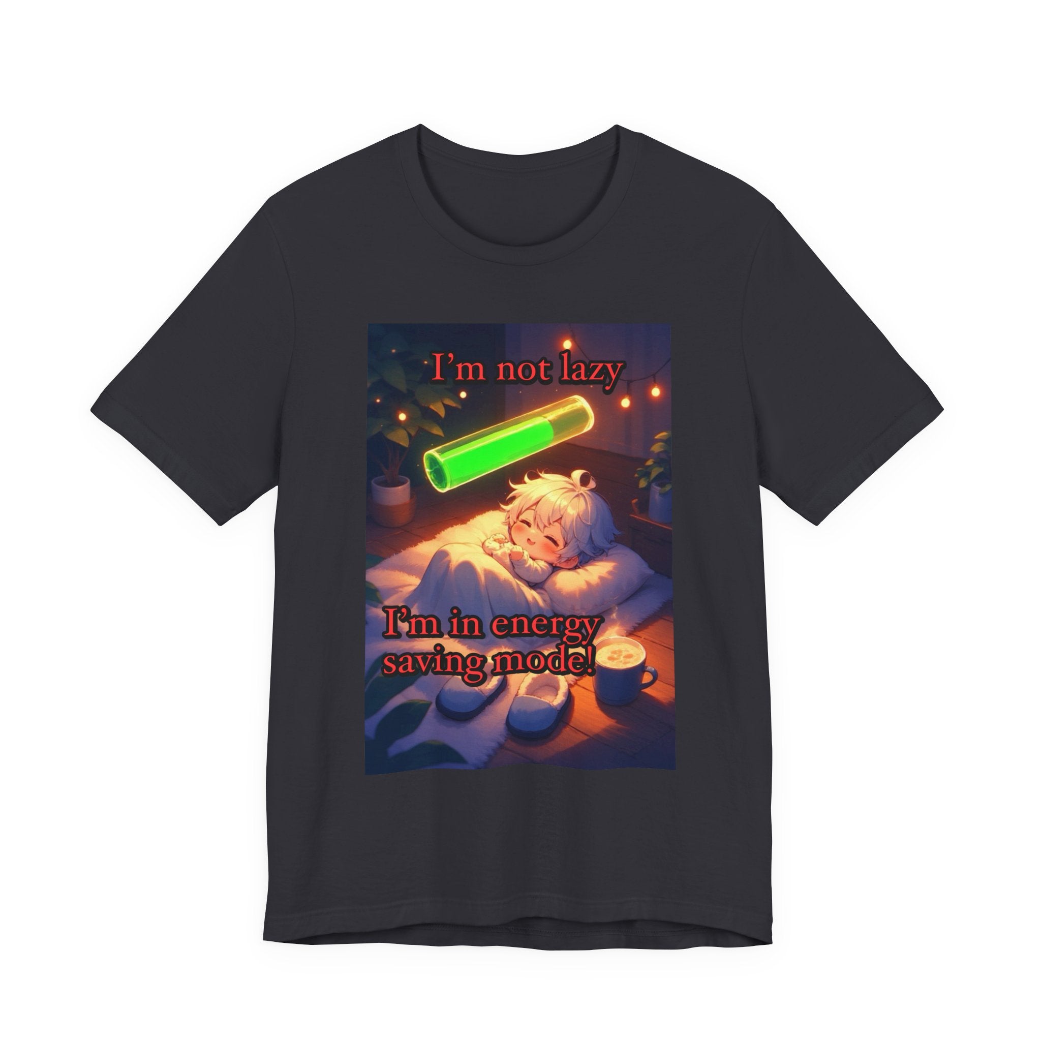 Energy saving mode. Male themed t-shirt