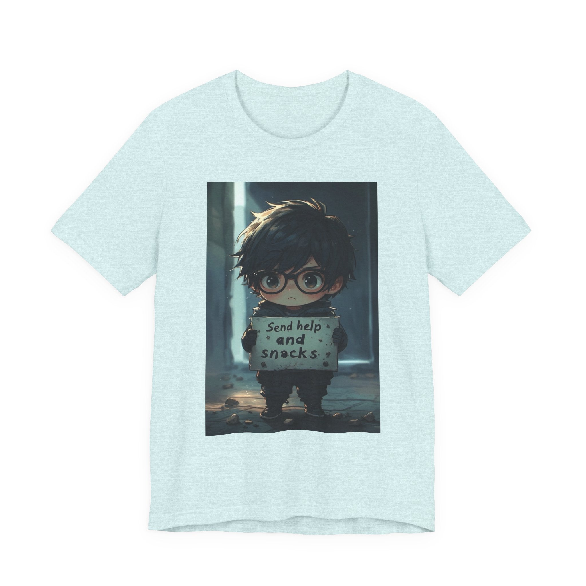 Send help and snack. Male themed t-shirt