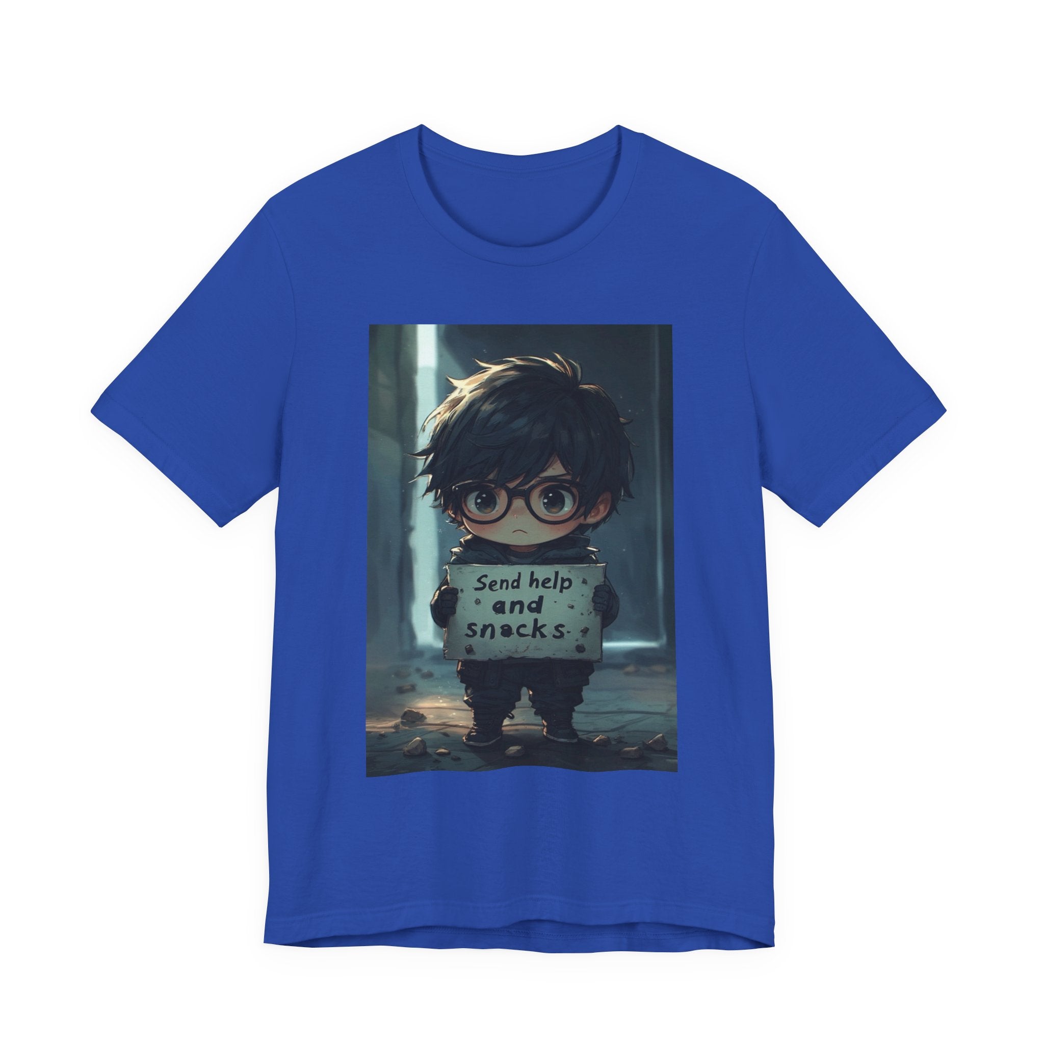 Send help and snack. Male themed t-shirt