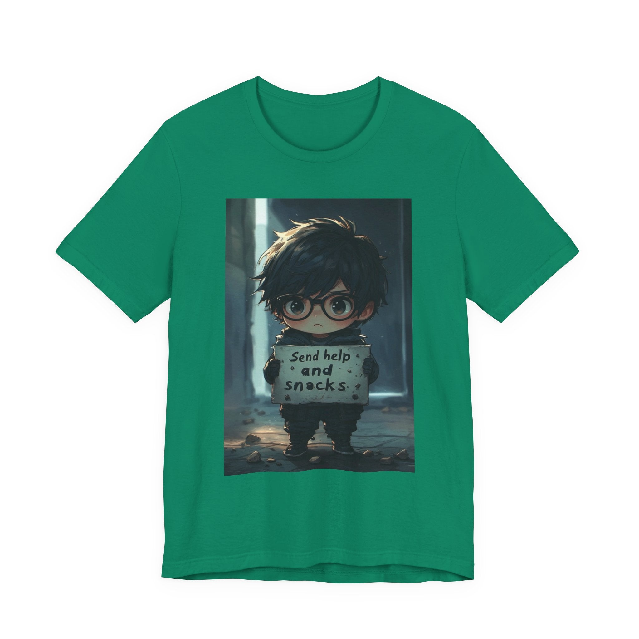 Send help and snack. Male themed t-shirt