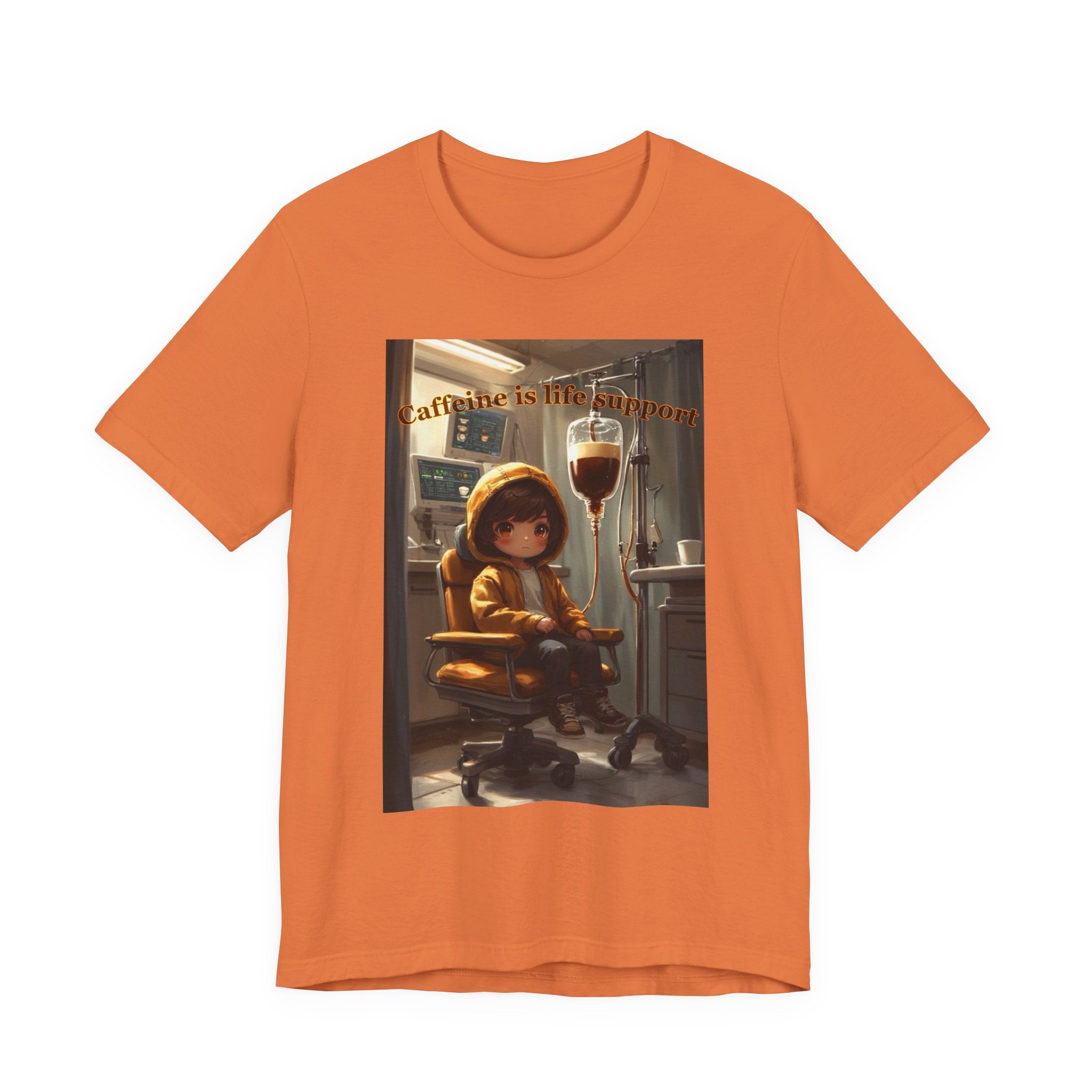 “Caffeine is life support.” Male themed t-shirt