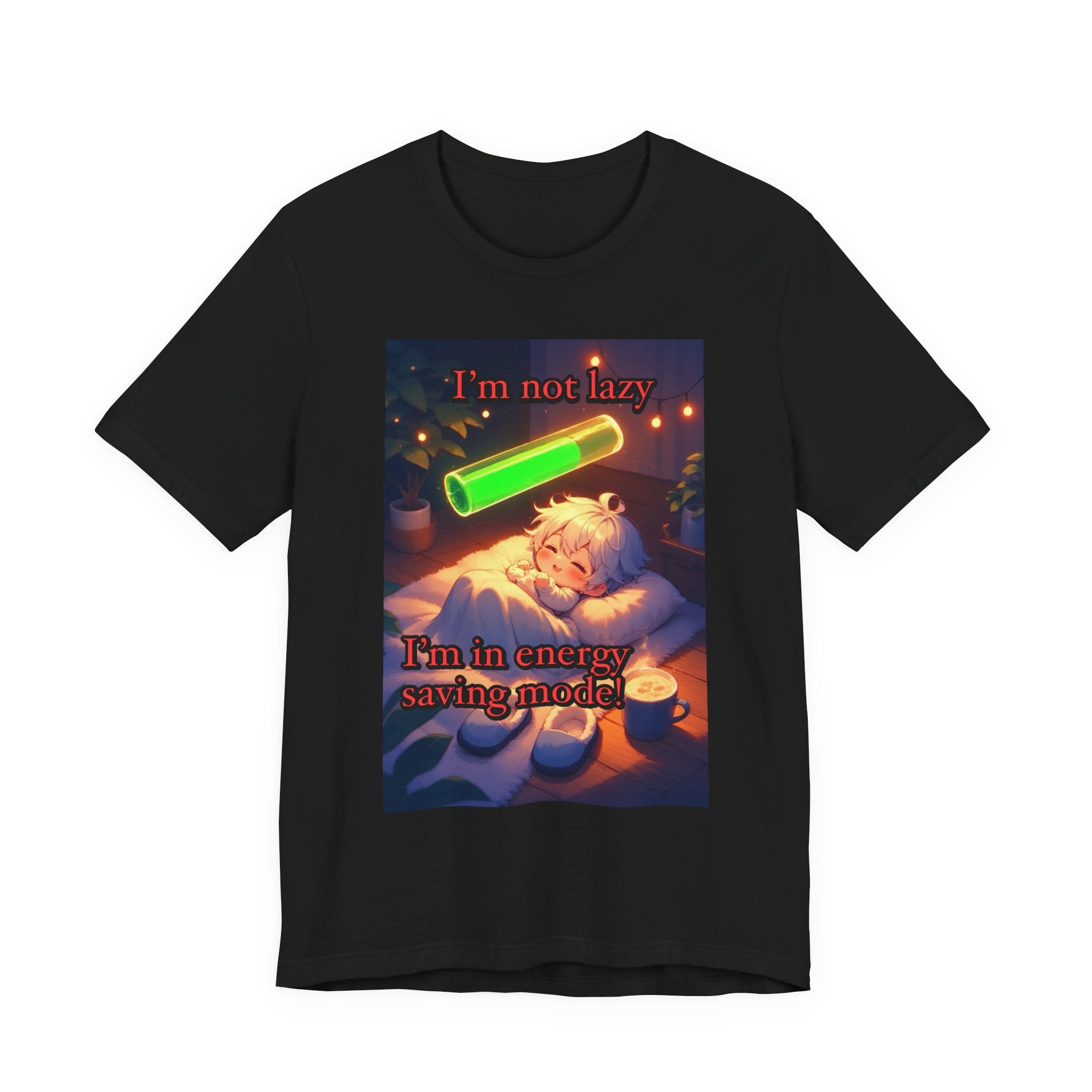 Energy saving mode. Male themed t-shirt
