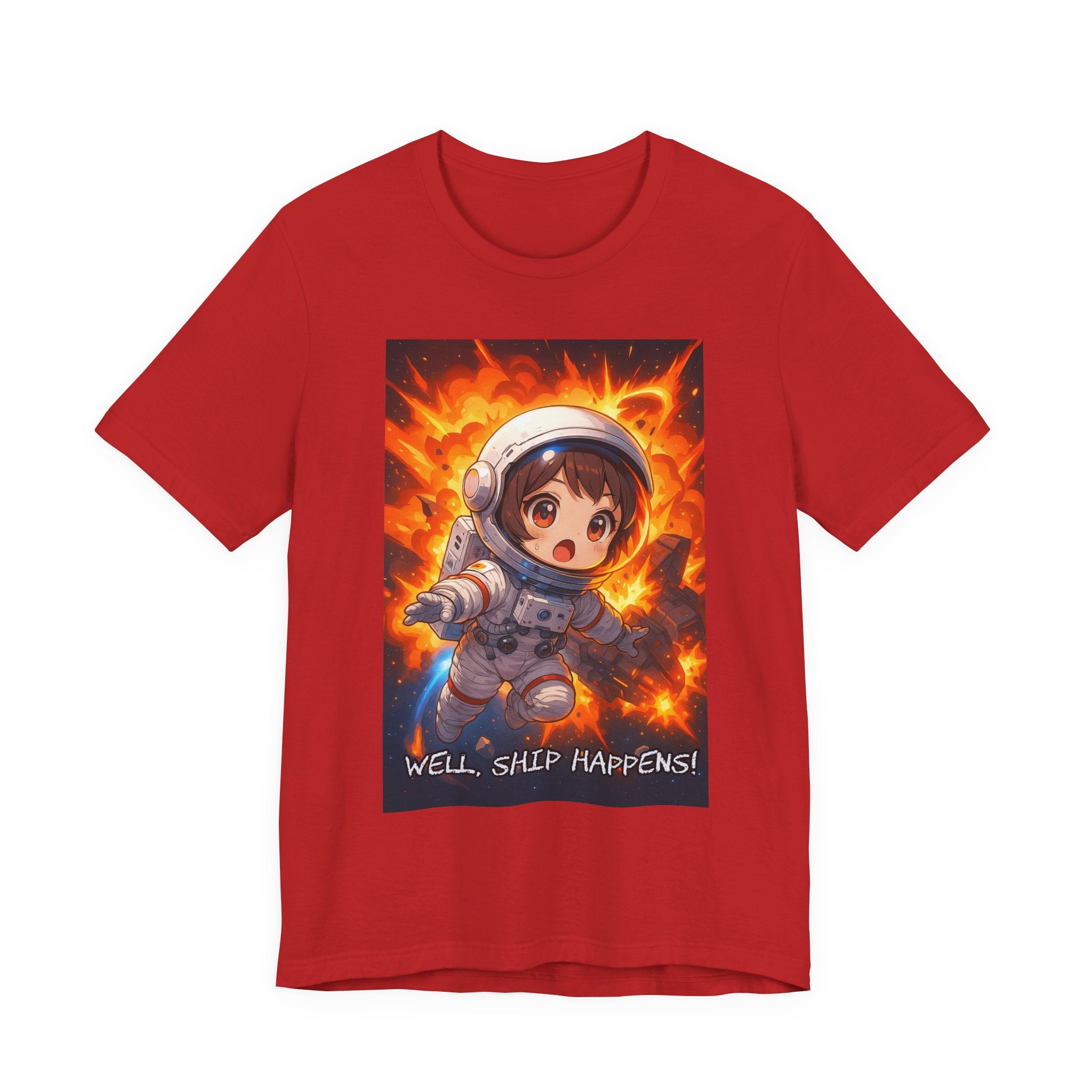 “ well, ship happens.” Female themed t-shirt.