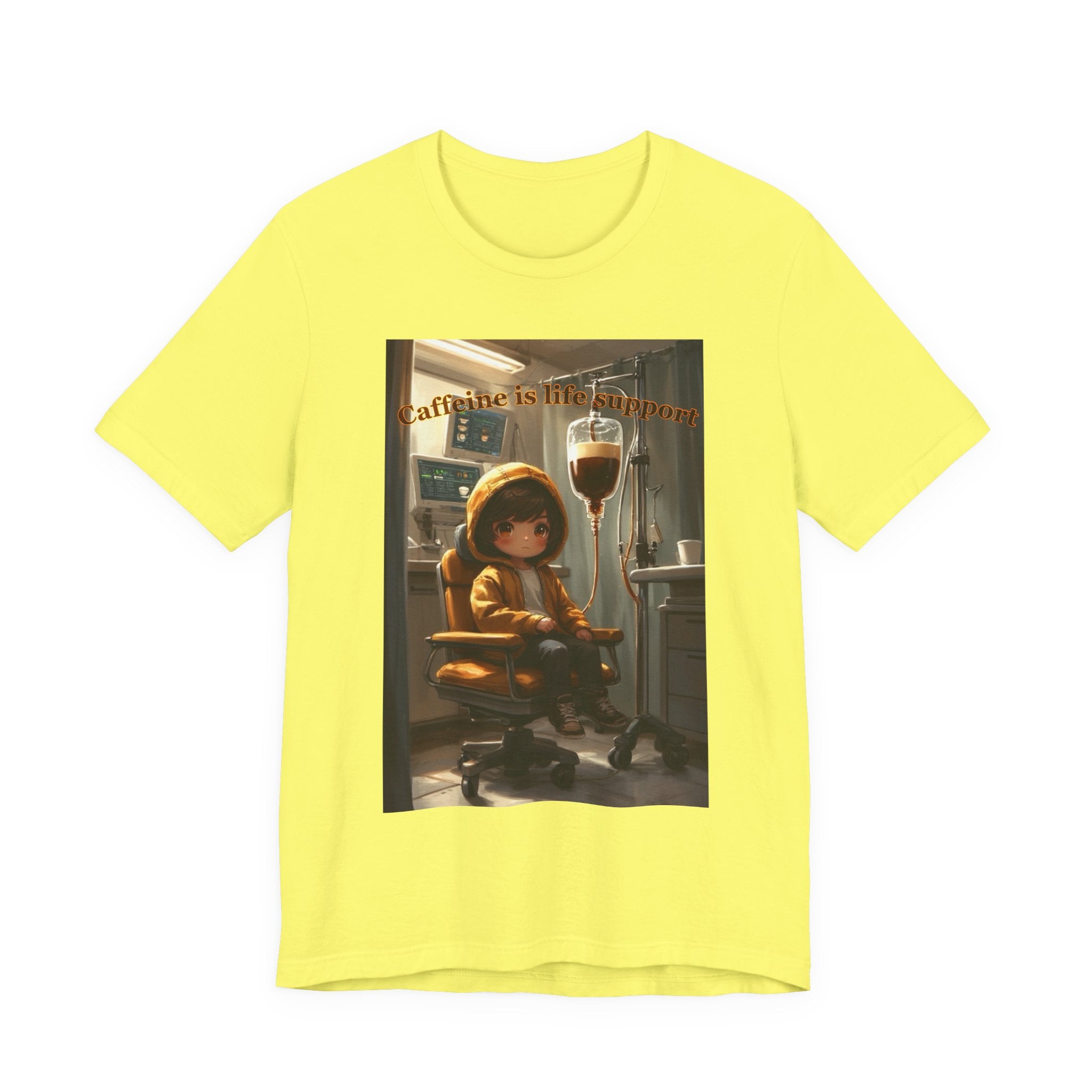 “Caffeine is life support.” Male themed t-shirt