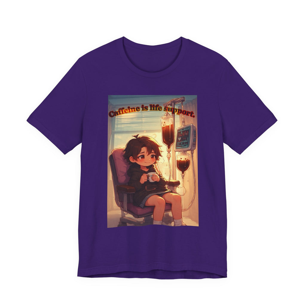 “ caffeine inside support.” Female themed t-shirt.