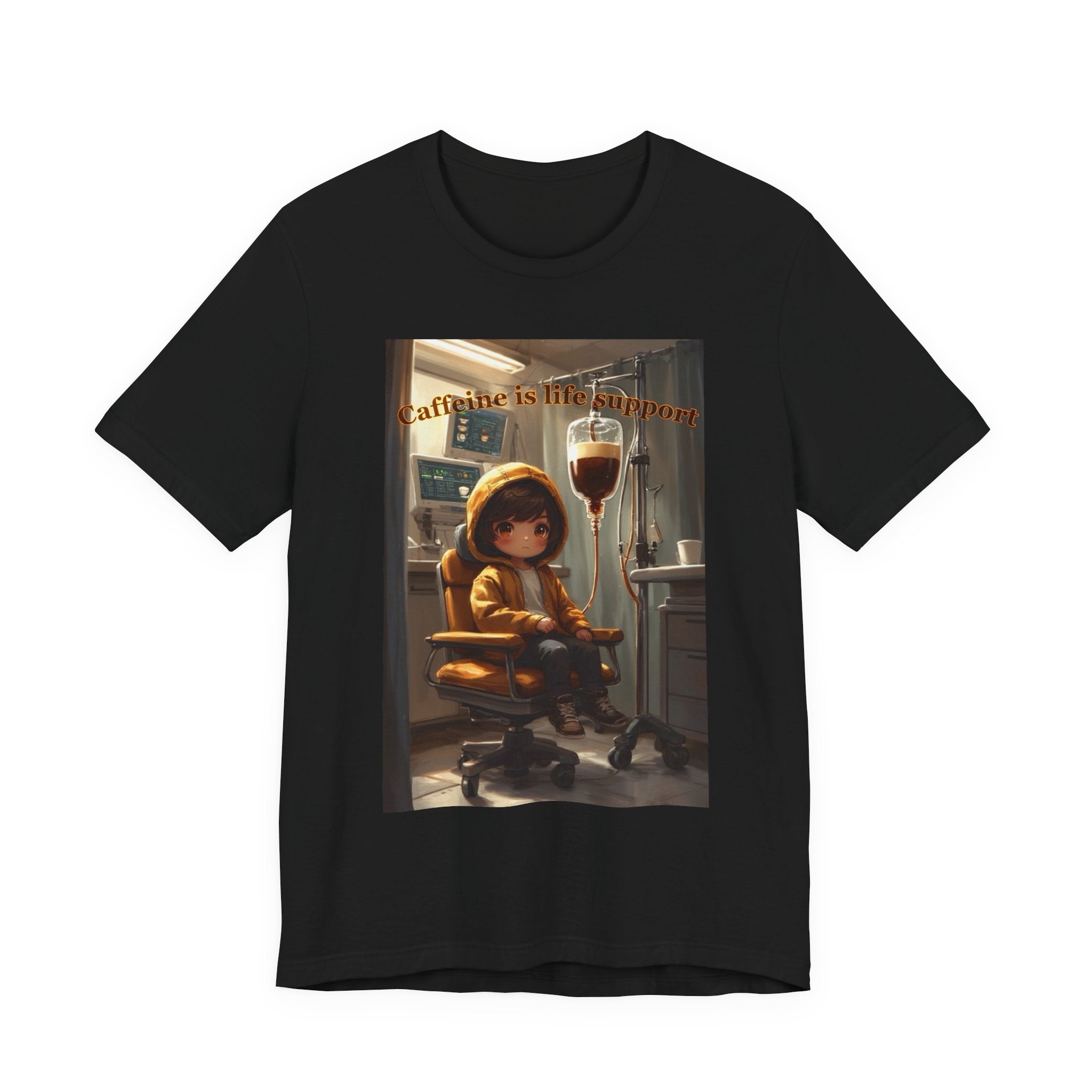 “Caffeine is life support.” Male themed t-shirt