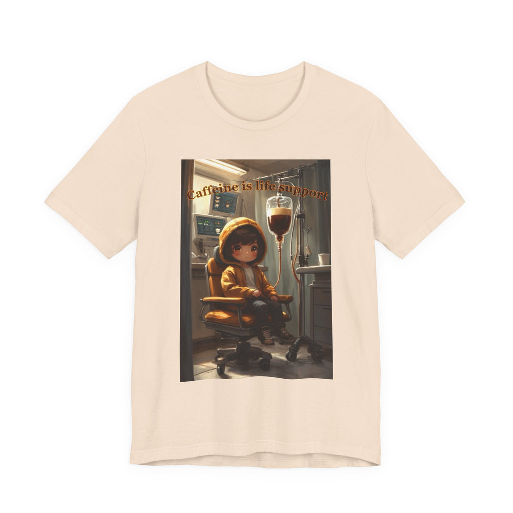 “Caffeine is life support.” Male themed t-shirt