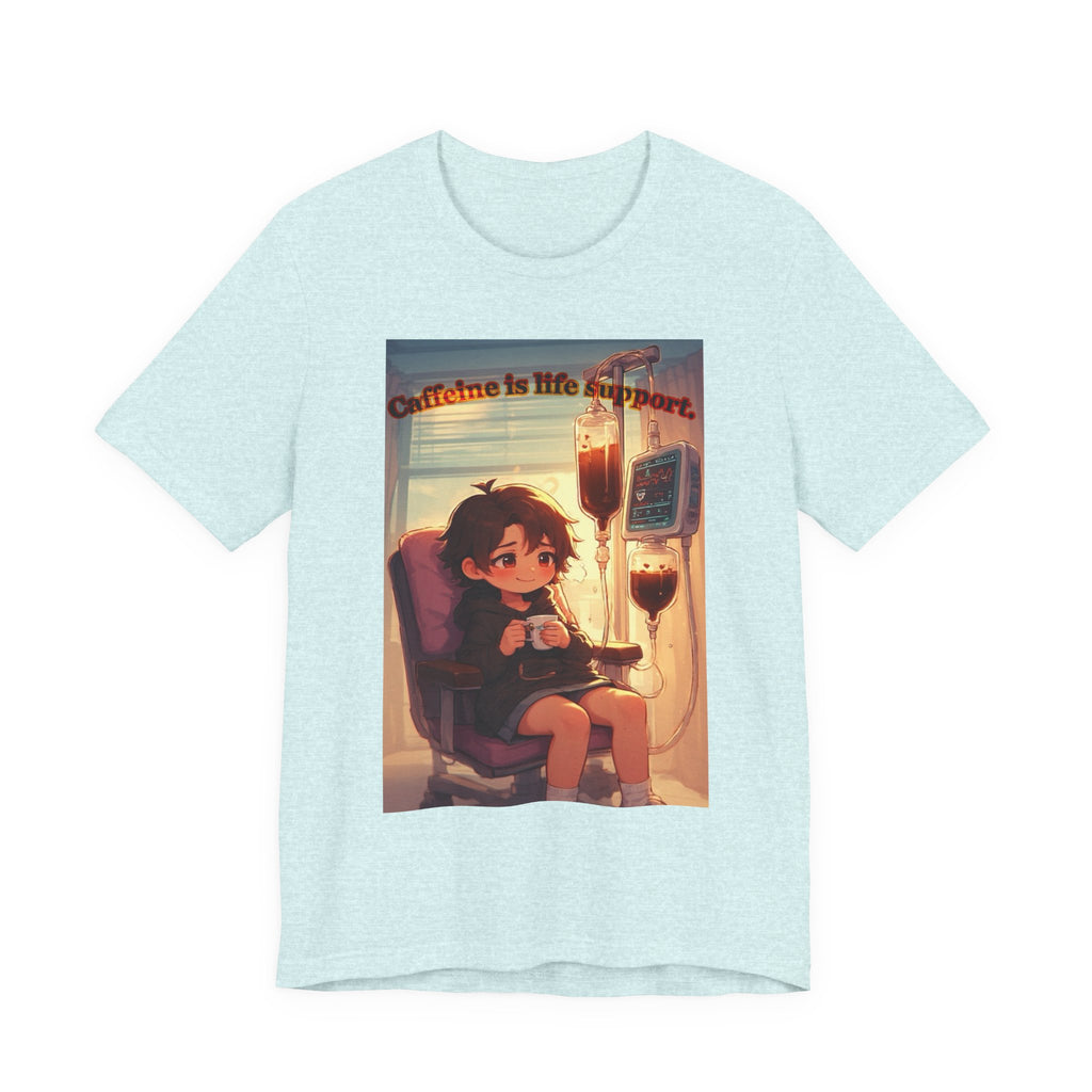 “ caffeine inside support.” Female themed t-shirt.
