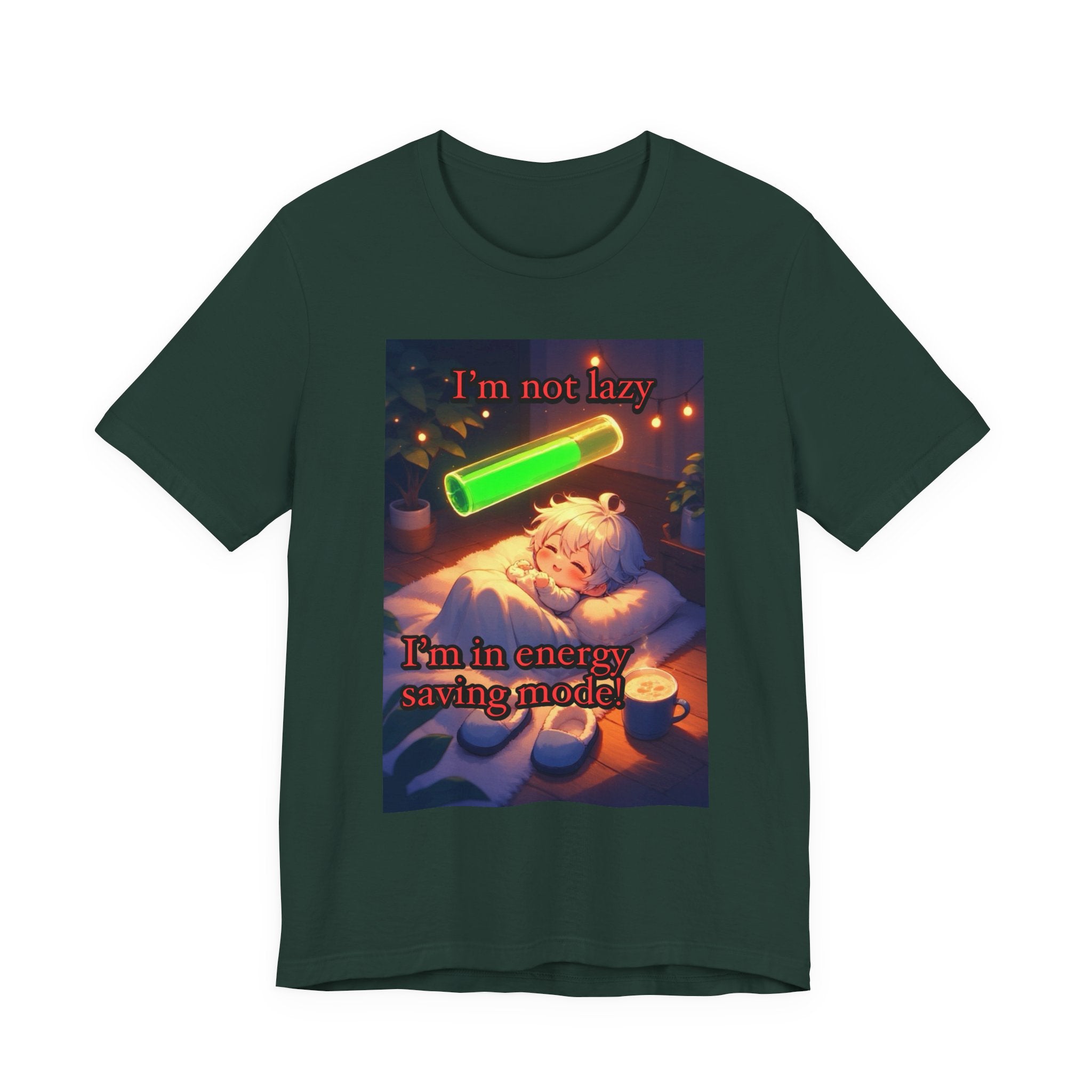Energy saving mode. Male themed t-shirt