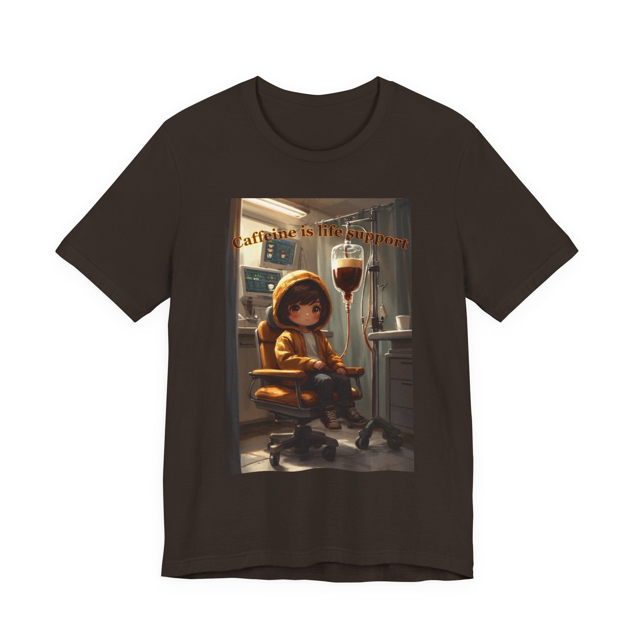 “Caffeine is life support.” Male themed t-shirt