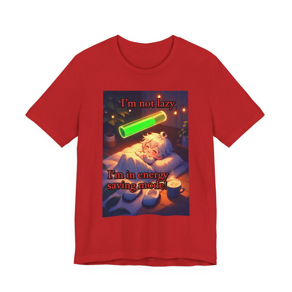 Energy saving mode. Male themed t-shirt