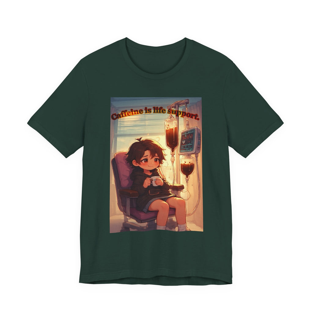 “ caffeine inside support.” Female themed t-shirt.