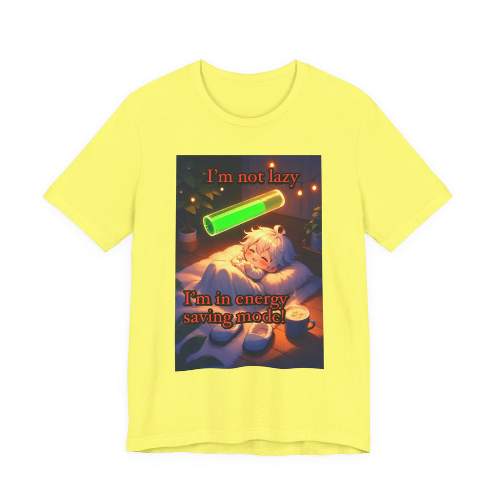 Energy saving mode. Male themed t-shirt