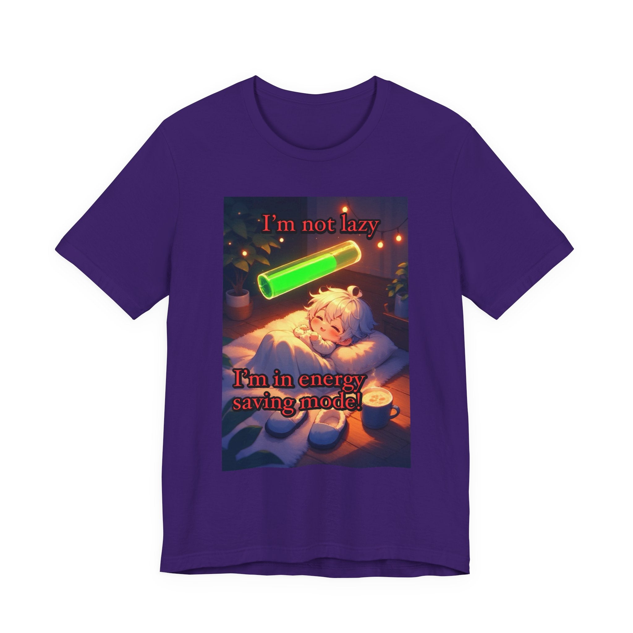 Energy saving mode. Male themed t-shirt