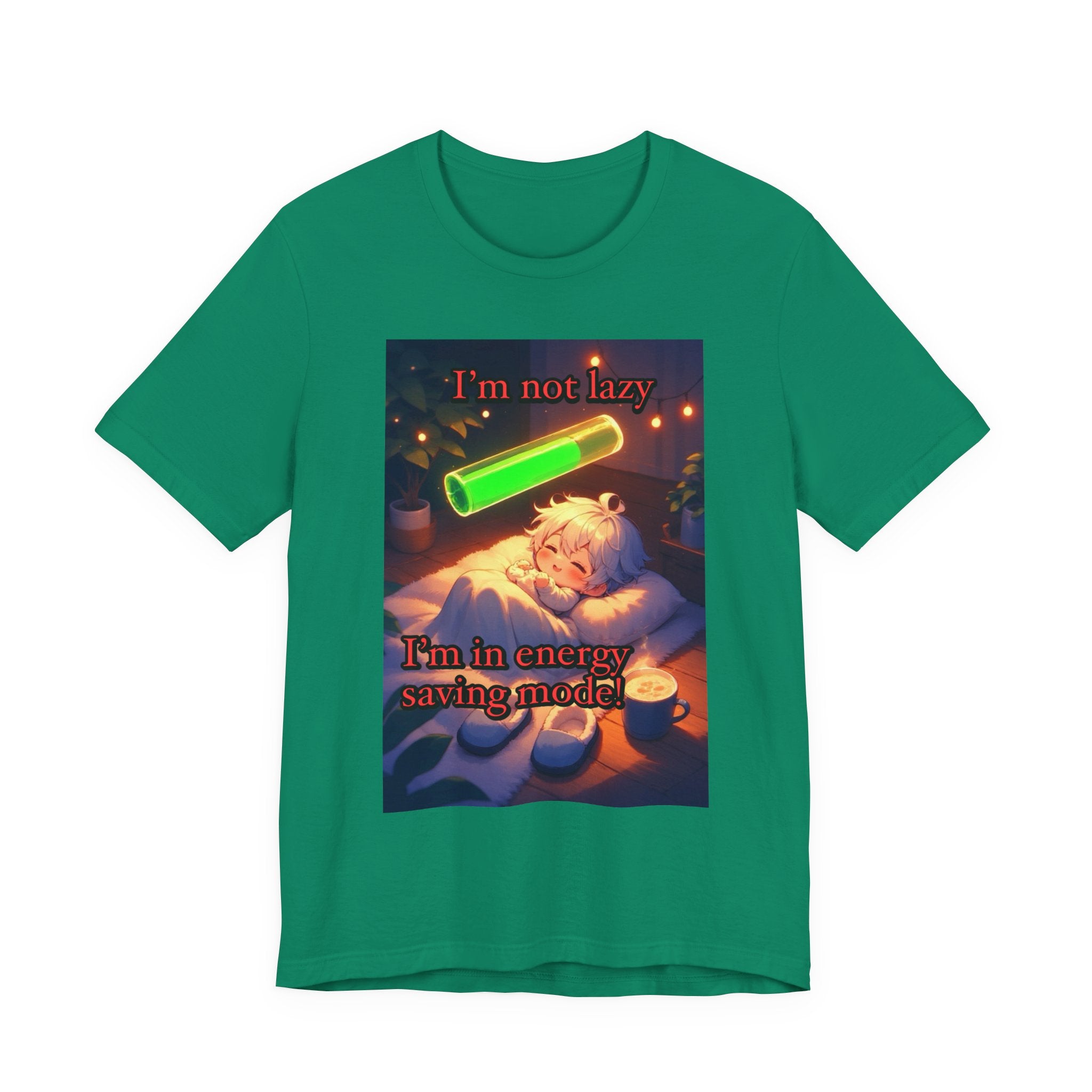 Energy saving mode. Male themed t-shirt