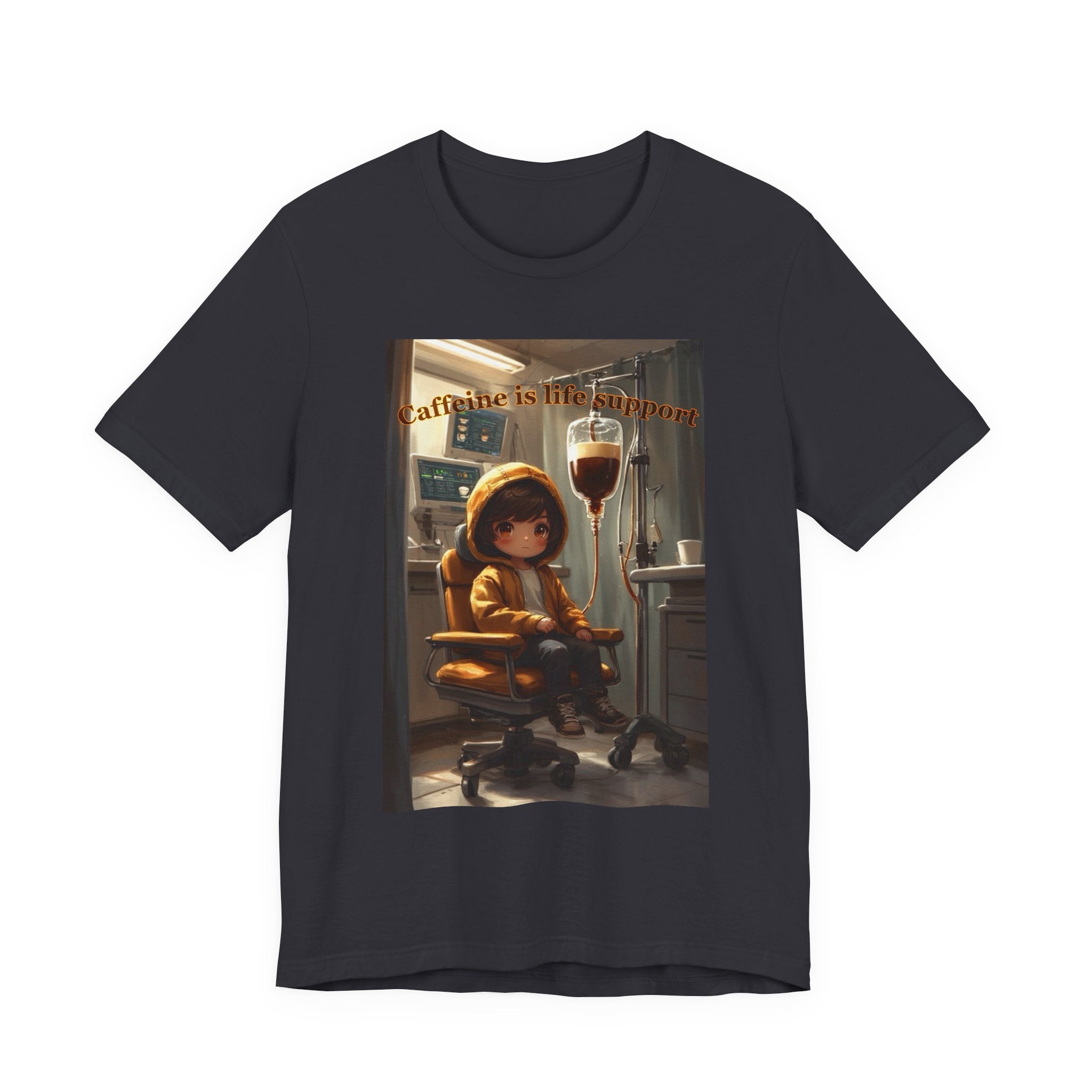 “Caffeine is life support.” Male themed t-shirt