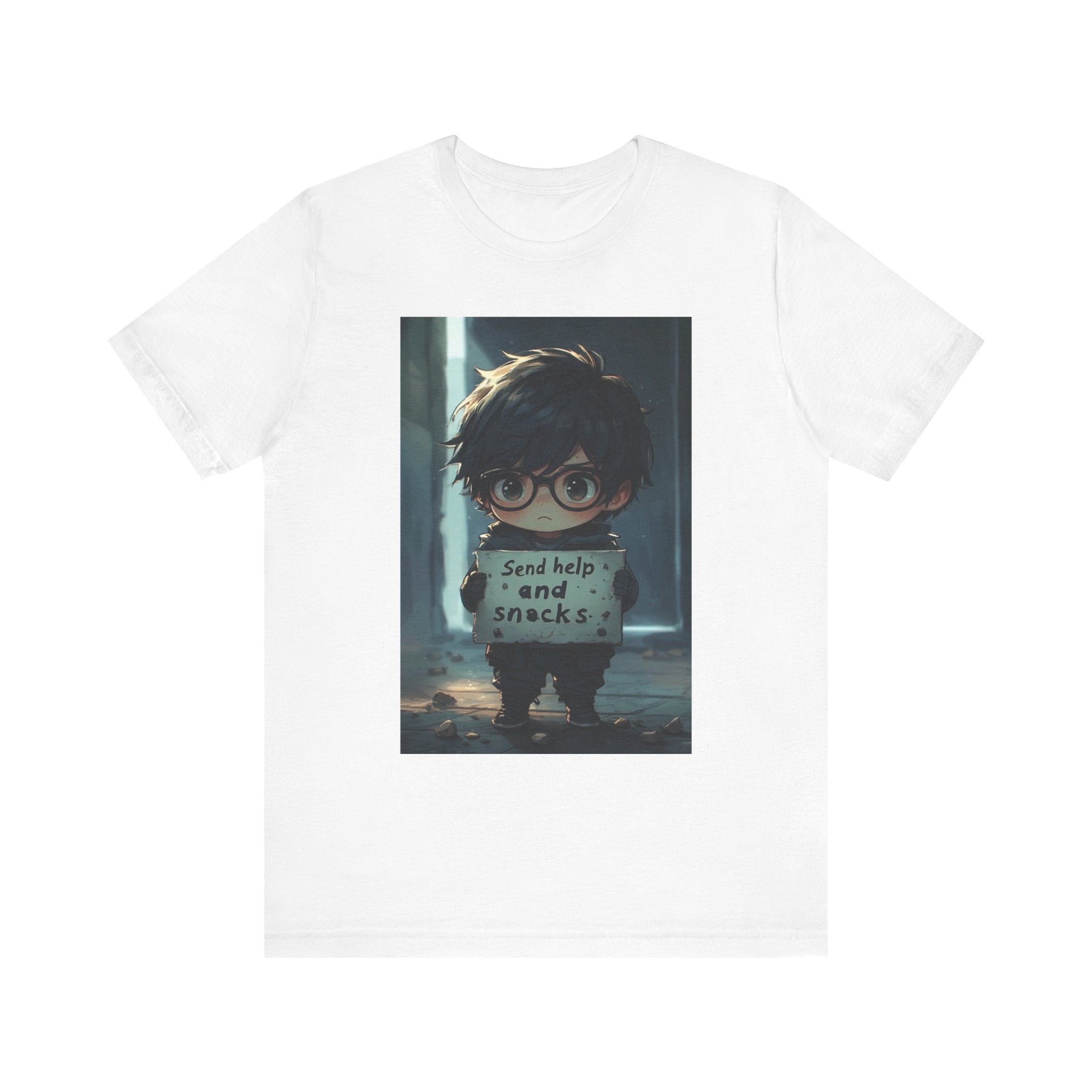 Send help and snack. Male themed t-shirt