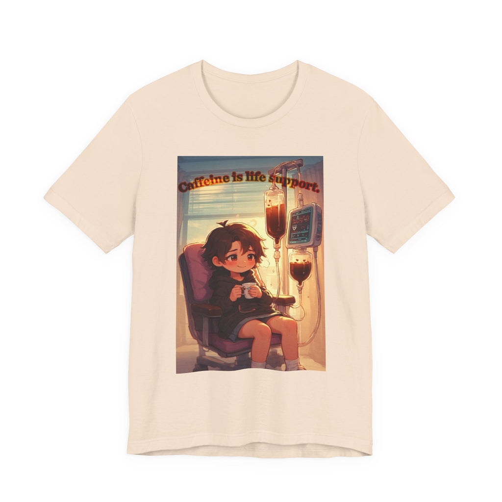 “ caffeine inside support.” Female themed t-shirt.