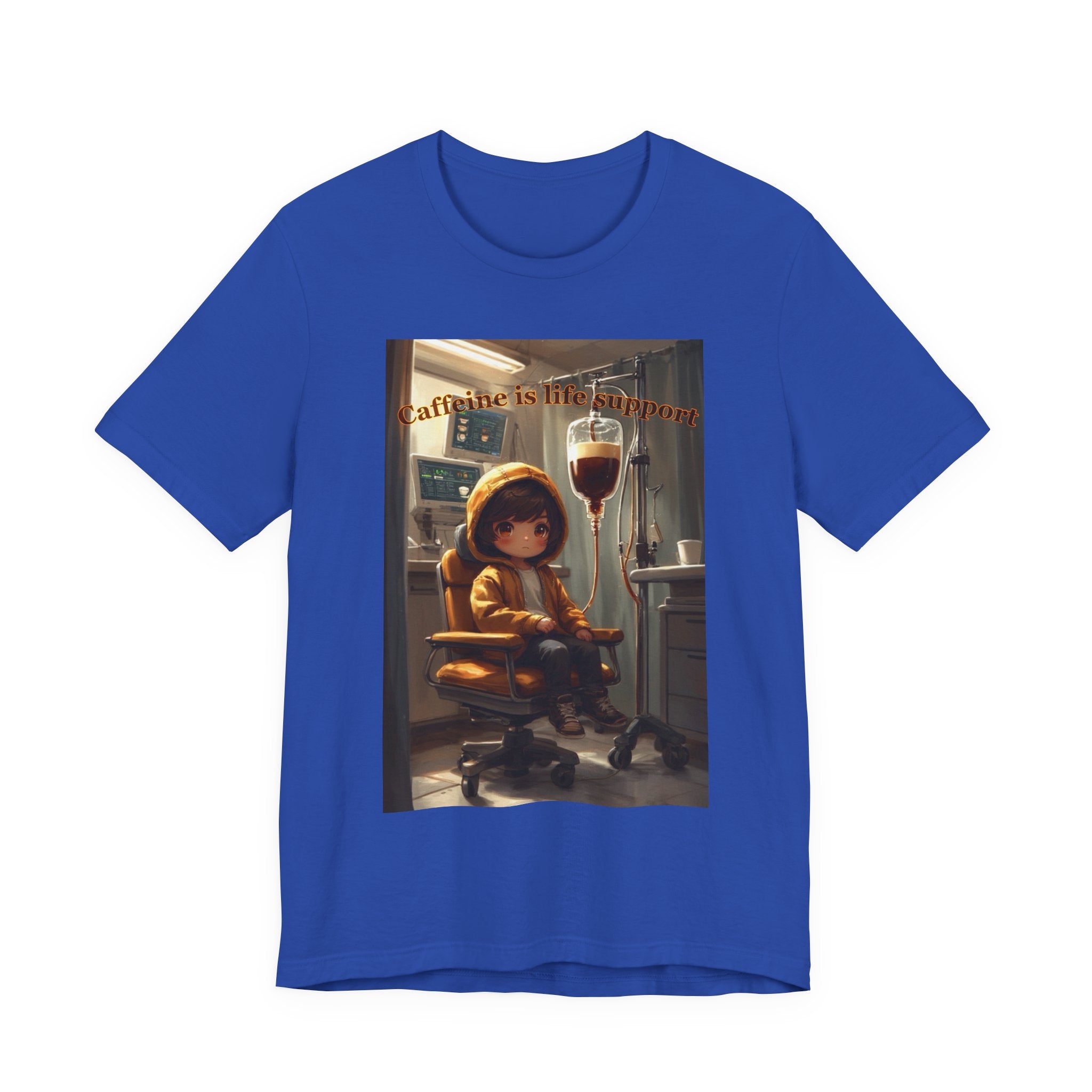 “Caffeine is life support.” Male themed t-shirt