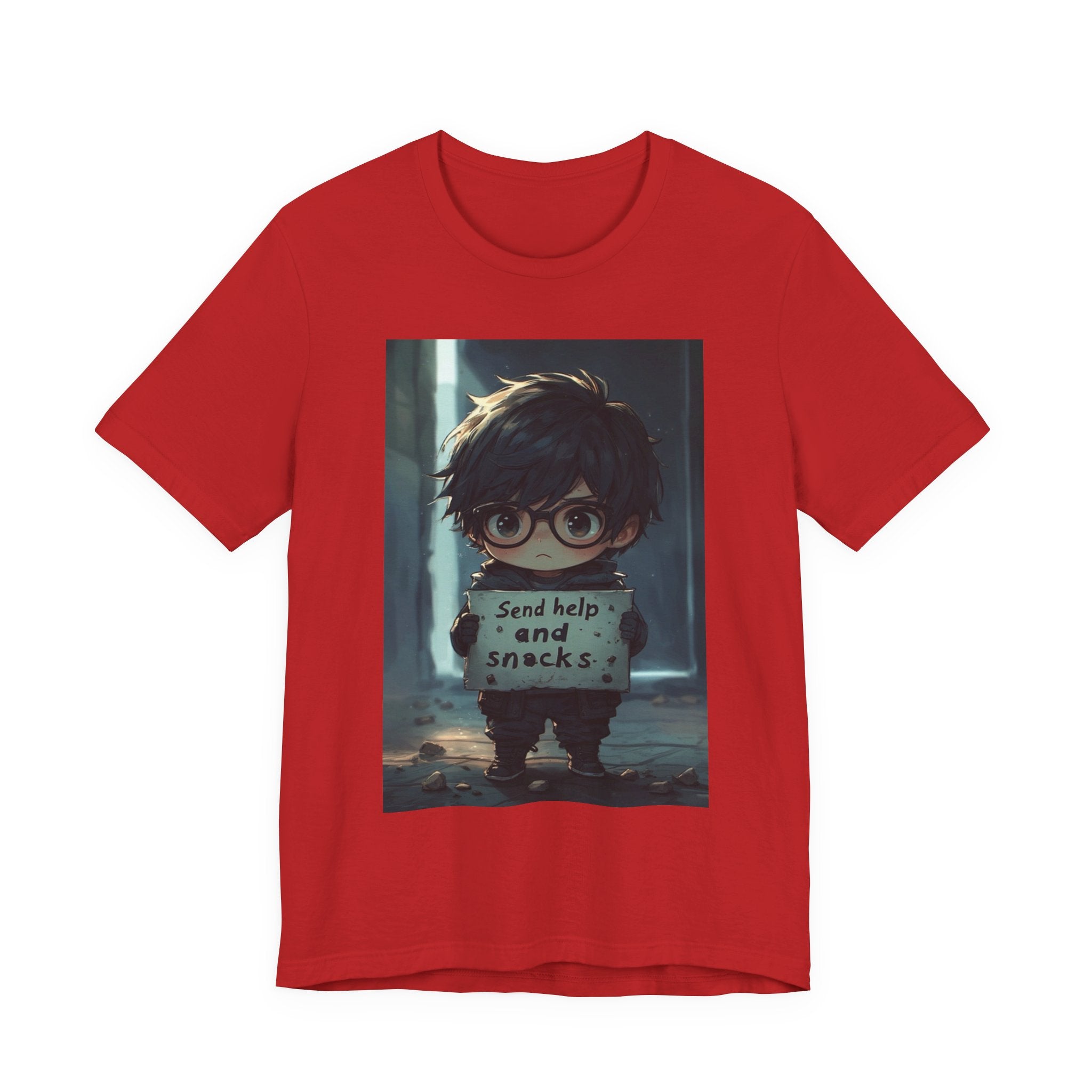 Send help and snack. Male themed t-shirt