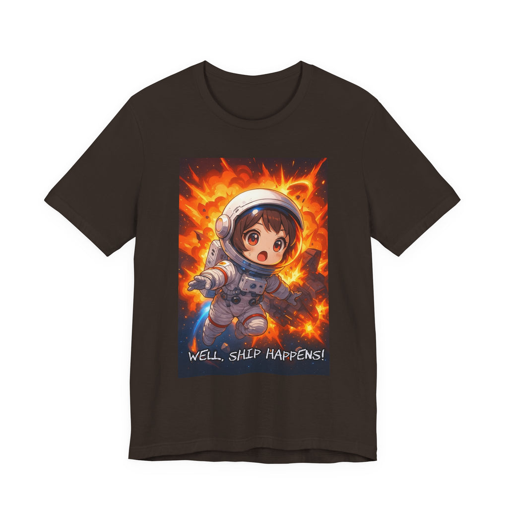 “ well, ship happens.” Female themed t-shirt.