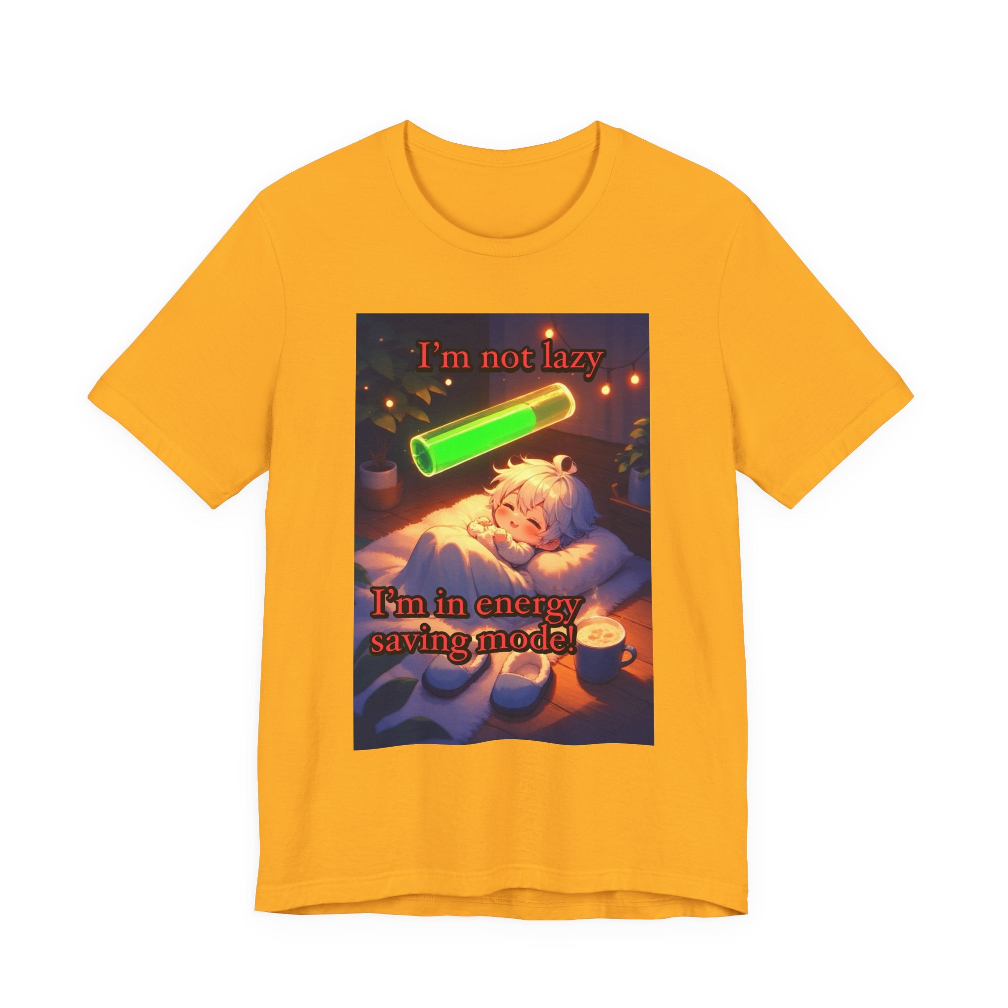 Energy saving mode. Male themed t-shirt