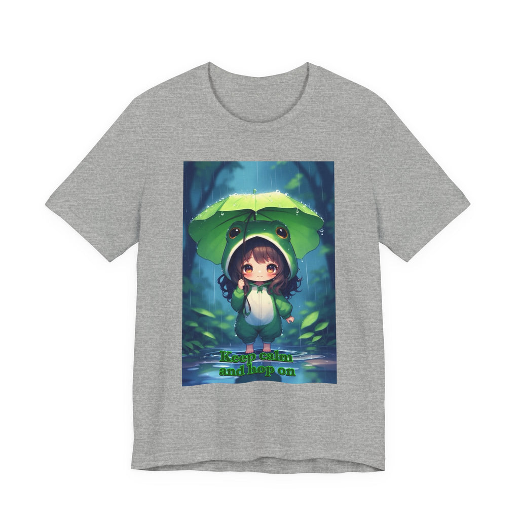“ keep calm and hop on.” Female themed t-shirt.