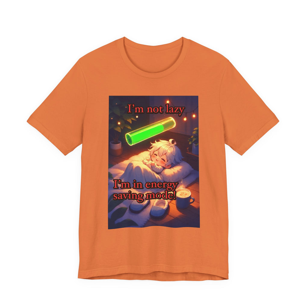 Energy saving mode. Male themed t-shirt