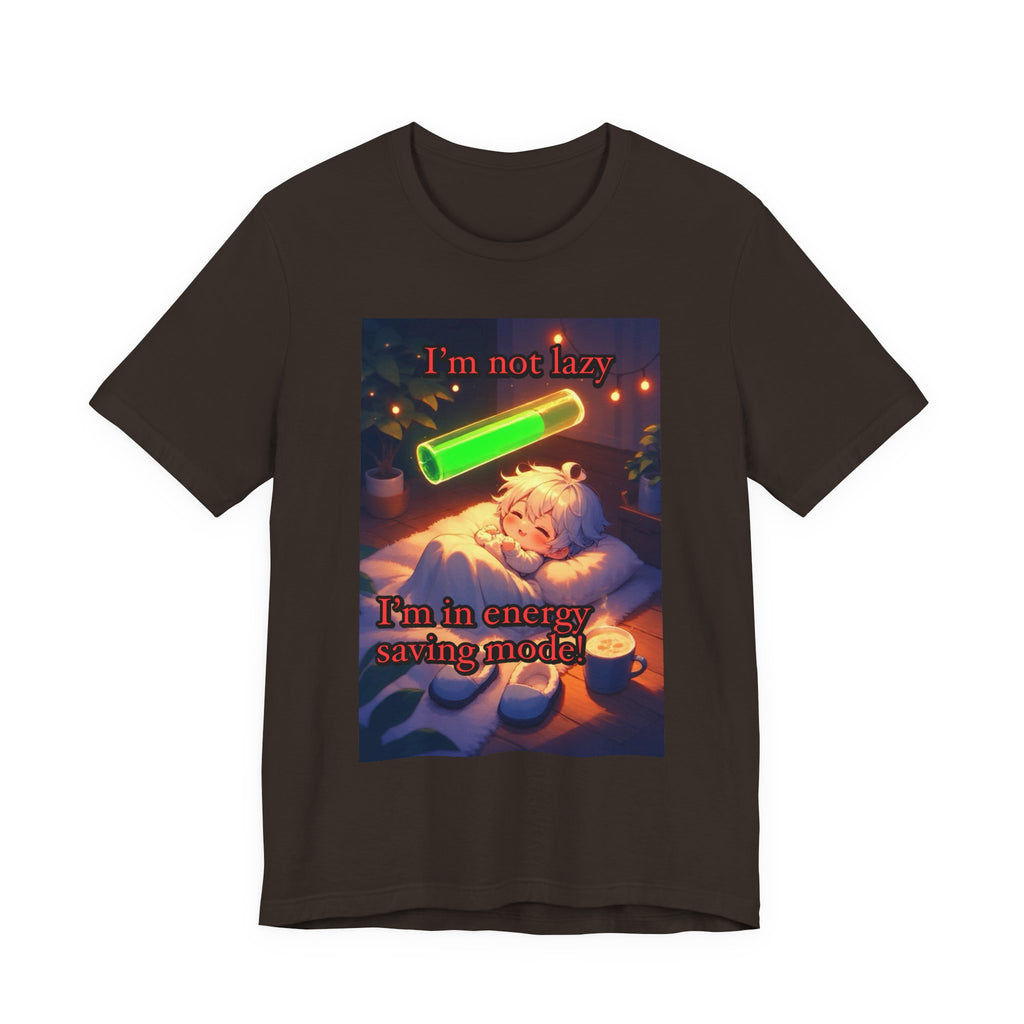 Energy saving mode. Male themed t-shirt