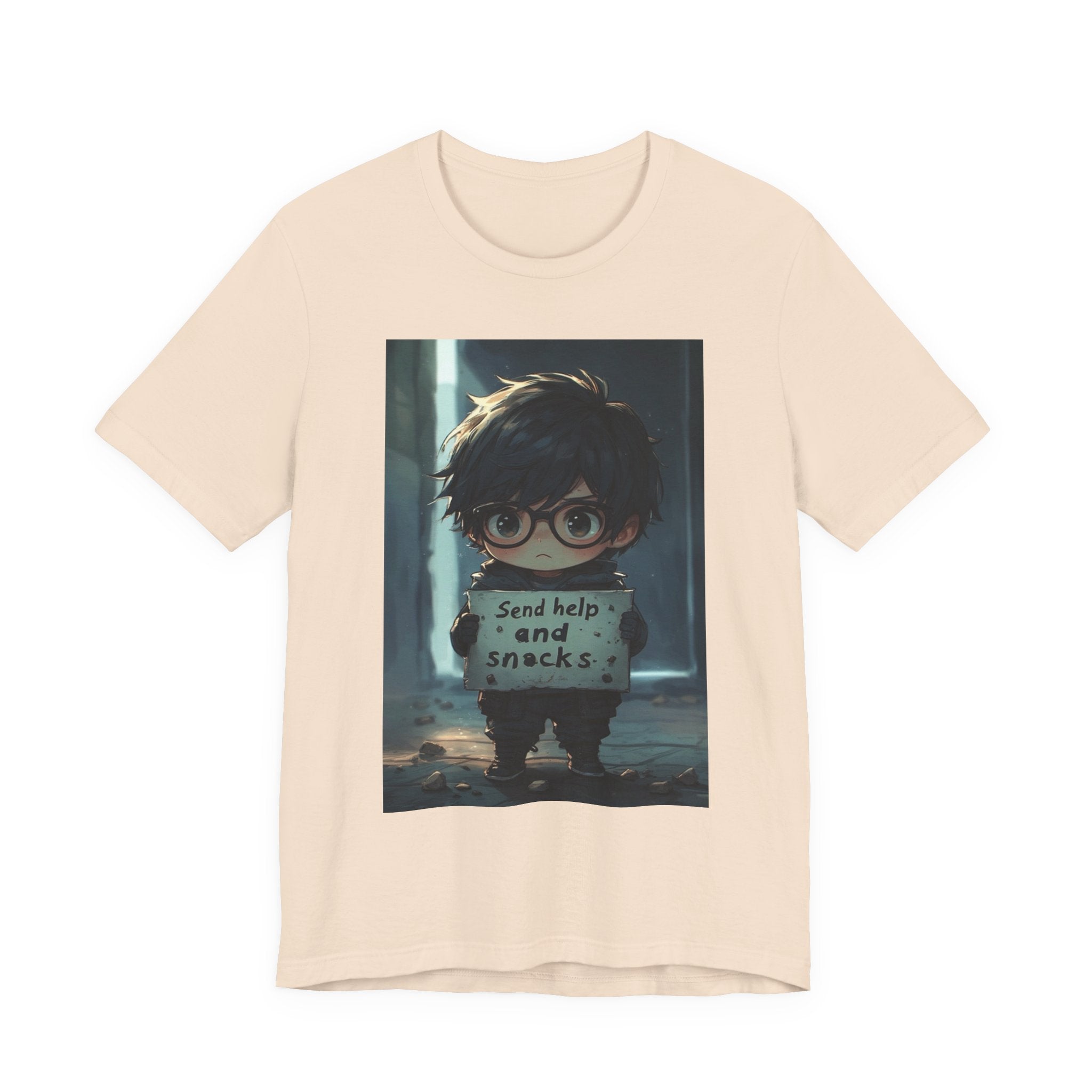 Send help and snack. Male themed t-shirt
