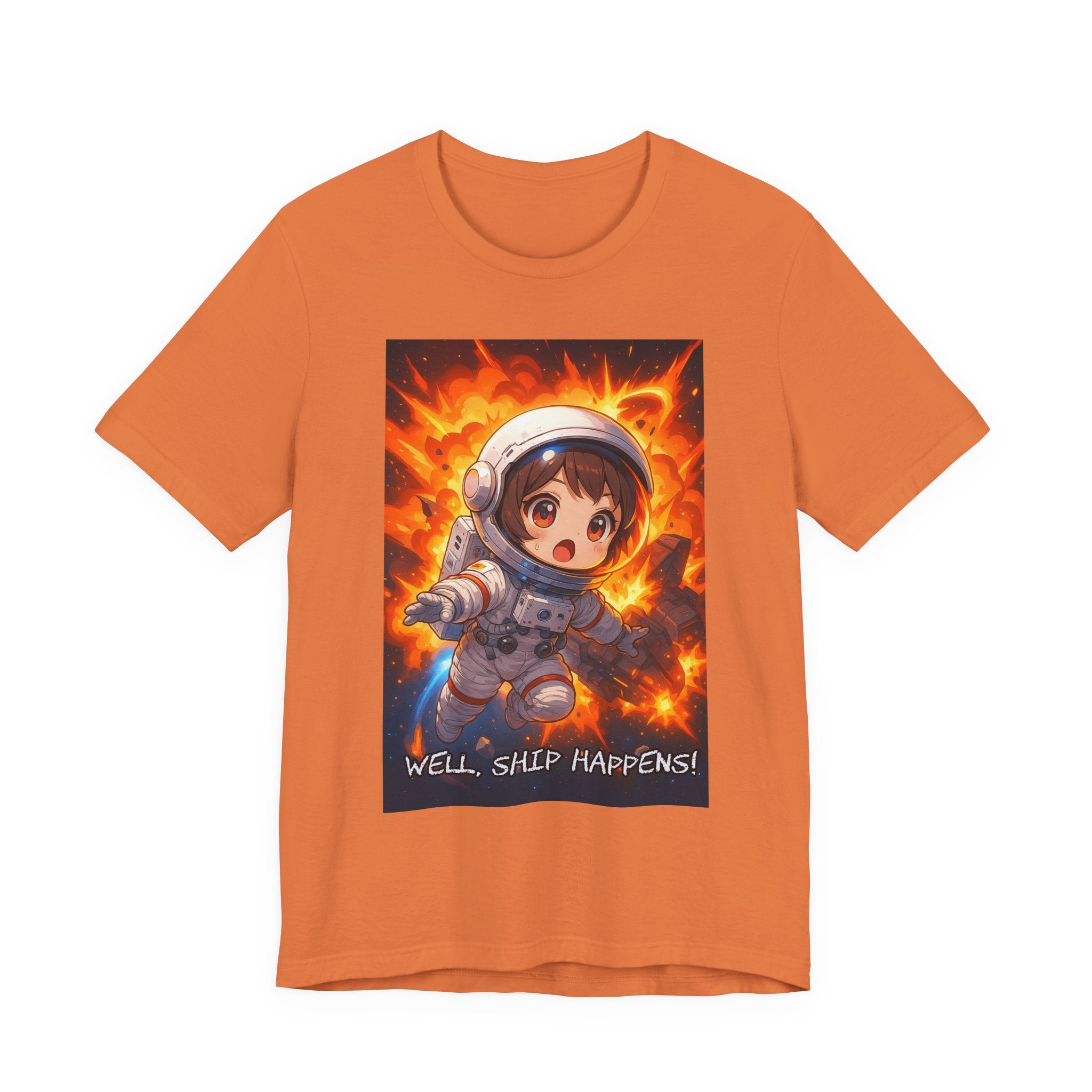 “ well, ship happens.” Female themed t-shirt.
