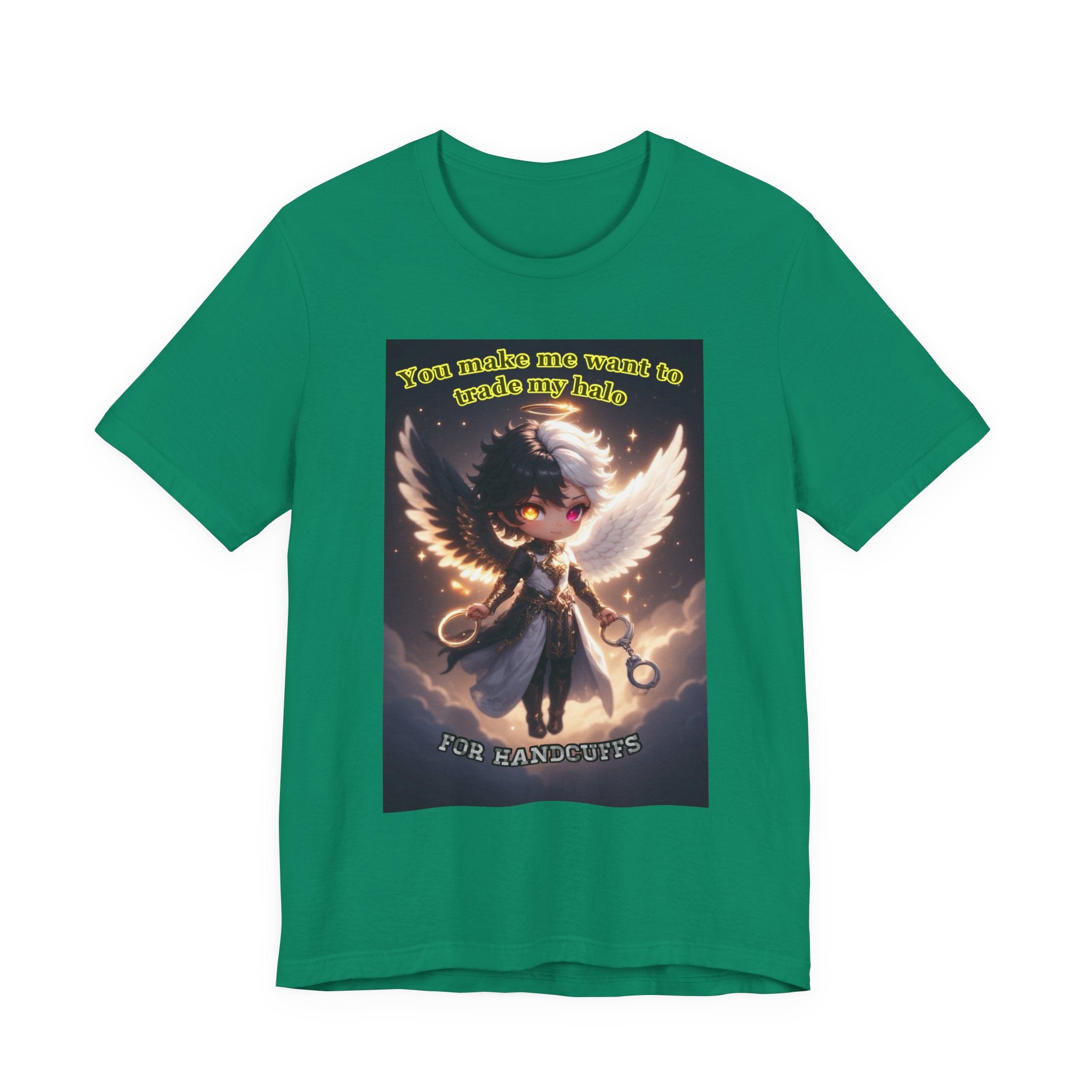 Halo for hand cuffs. Female themed t-shirt.