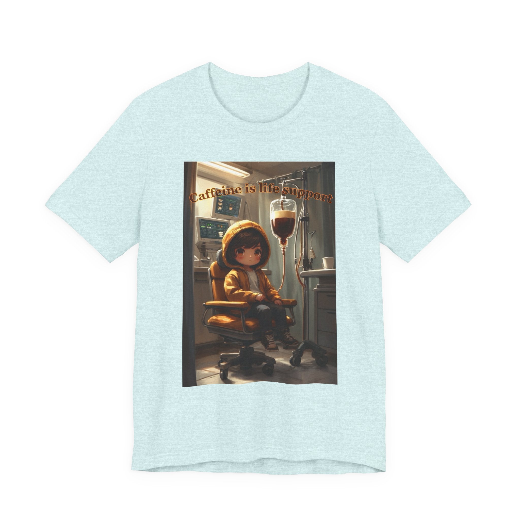 “Caffeine is life support.” Male themed t-shirt