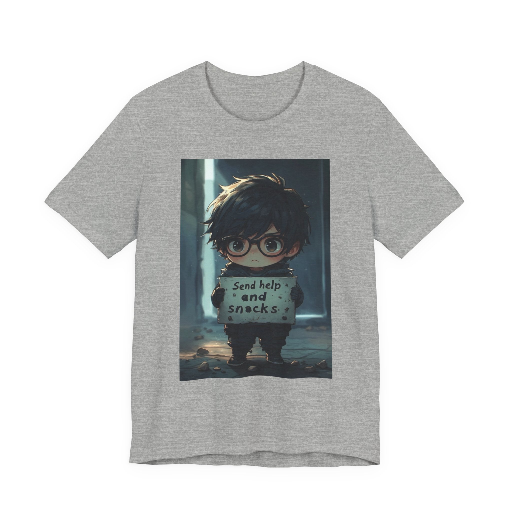 Send help and snack. Male themed t-shirt