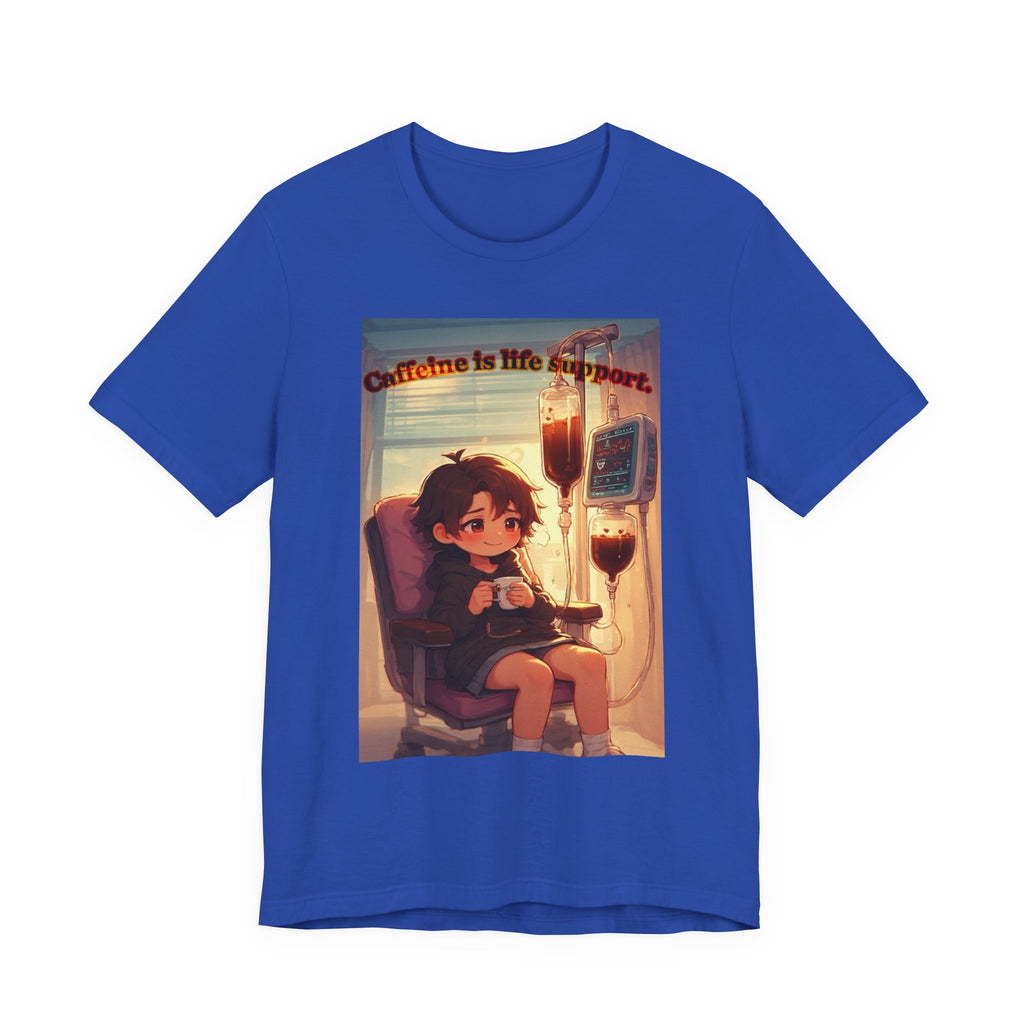“ caffeine inside support.” Female themed t-shirt.