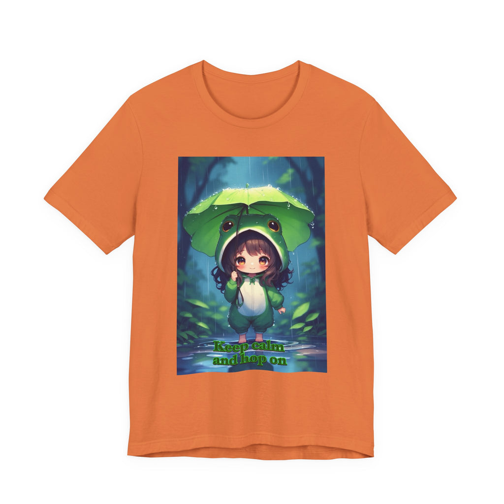 “ keep calm and hop on.” Female themed t-shirt.