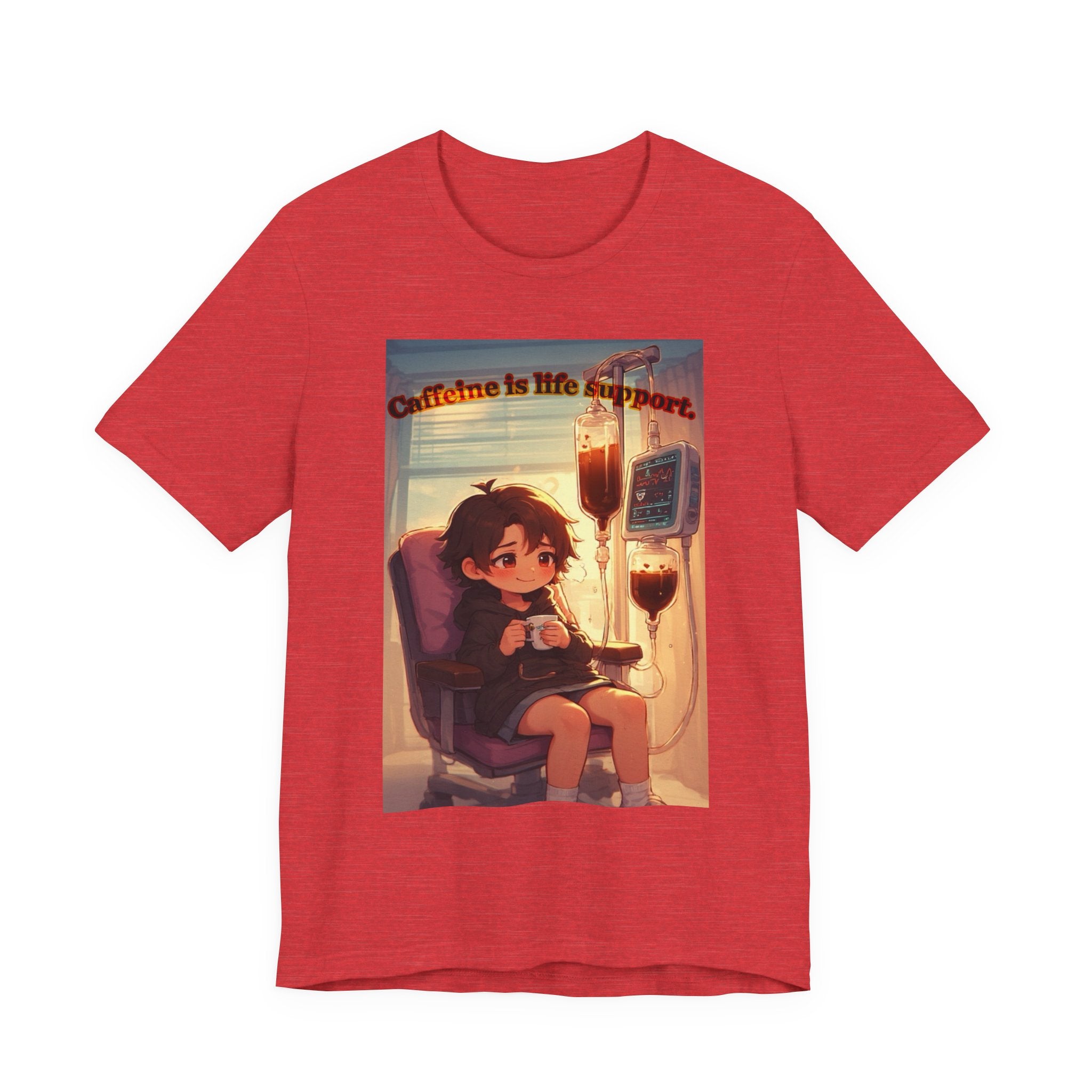 “ caffeine inside support.” Female themed t-shirt.