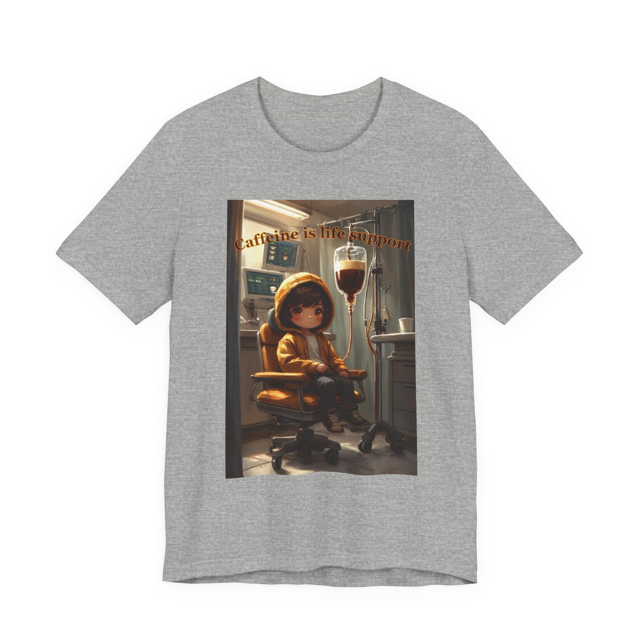 “Caffeine is life support.” Male themed t-shirt