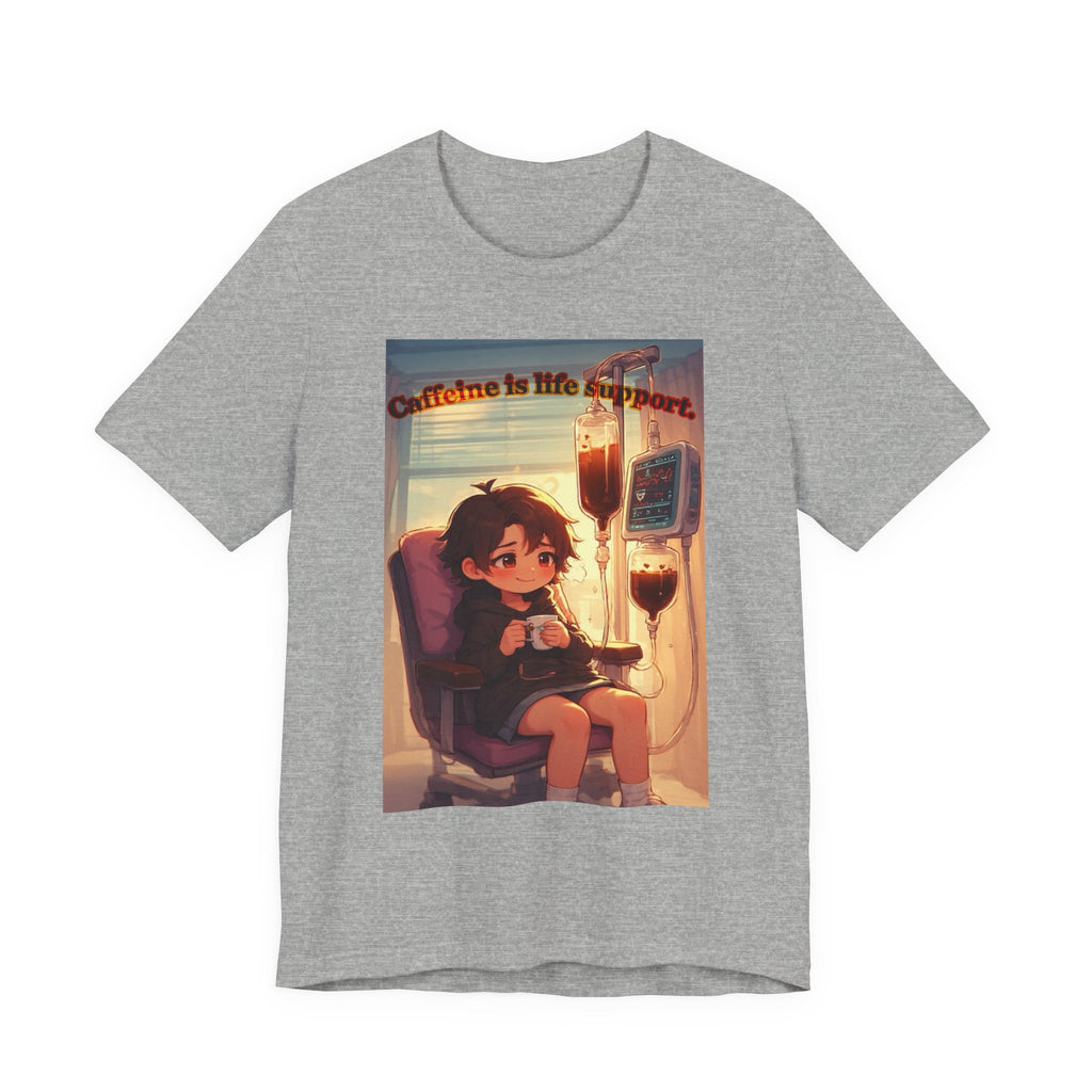 “ caffeine inside support.” Female themed t-shirt.