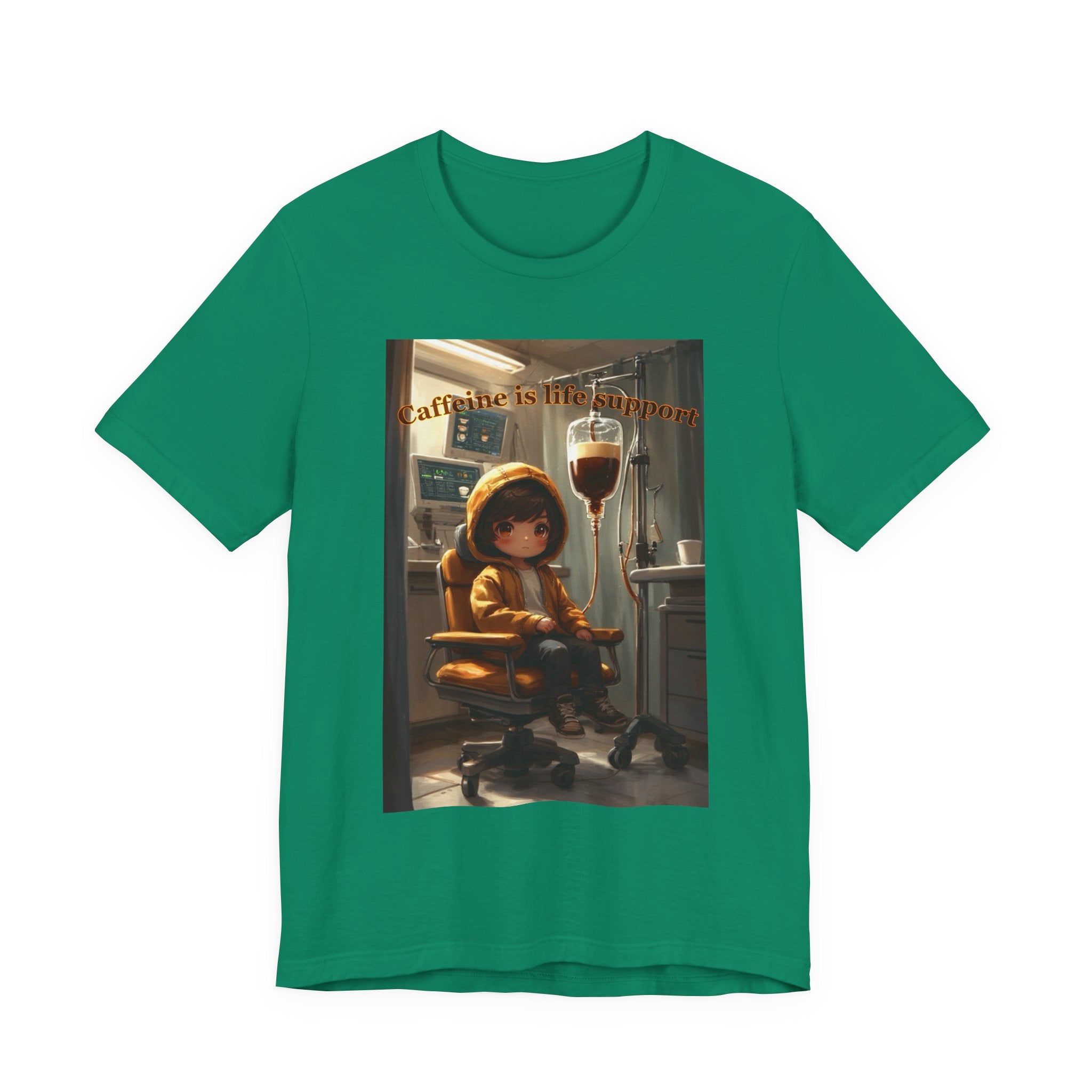 “Caffeine is life support.” Male themed t-shirt
