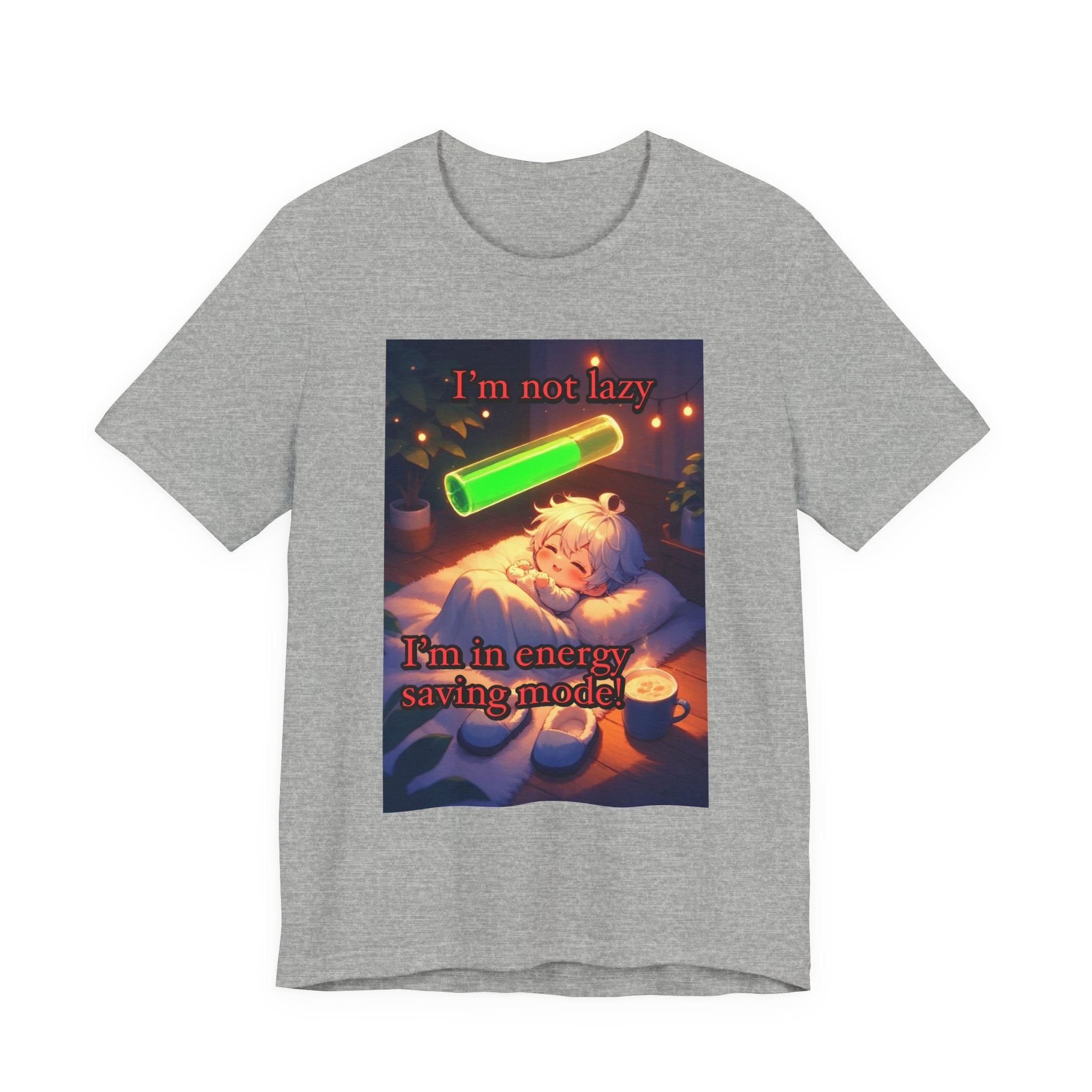 Energy saving mode. Male themed t-shirt