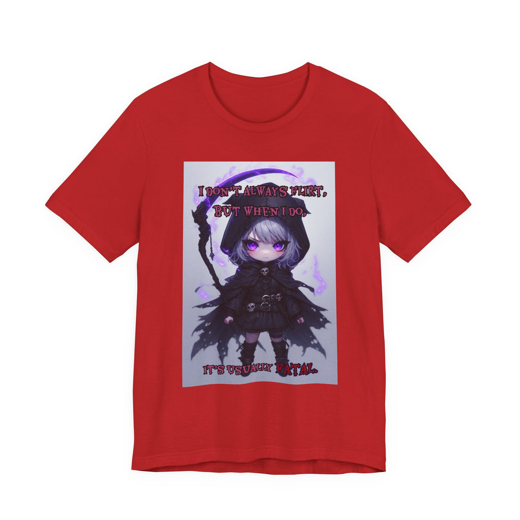 Fatal flirting. Female themed t-shirt.