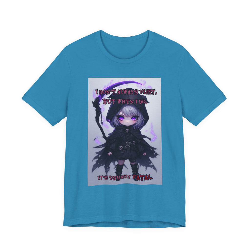 Fatal flirting. Female themed t-shirt.