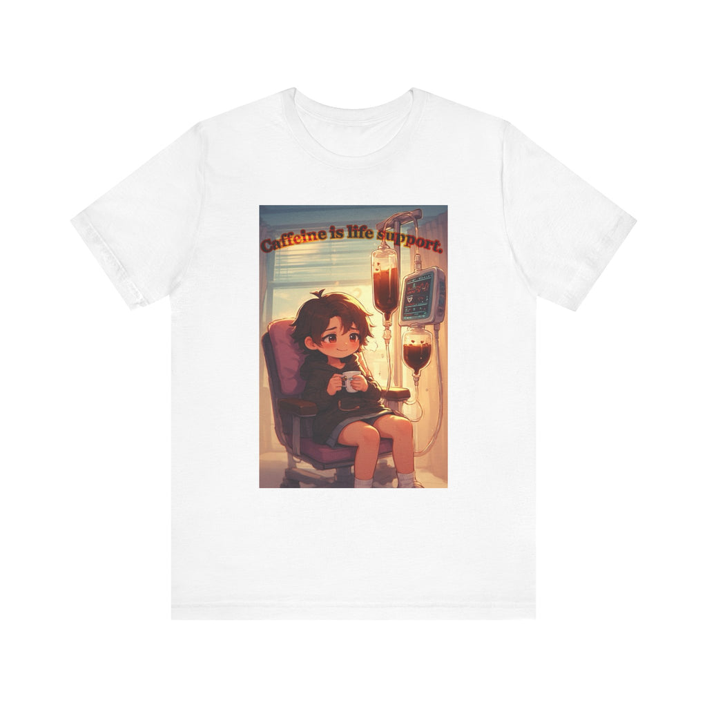 “ caffeine inside support.” Female themed t-shirt.