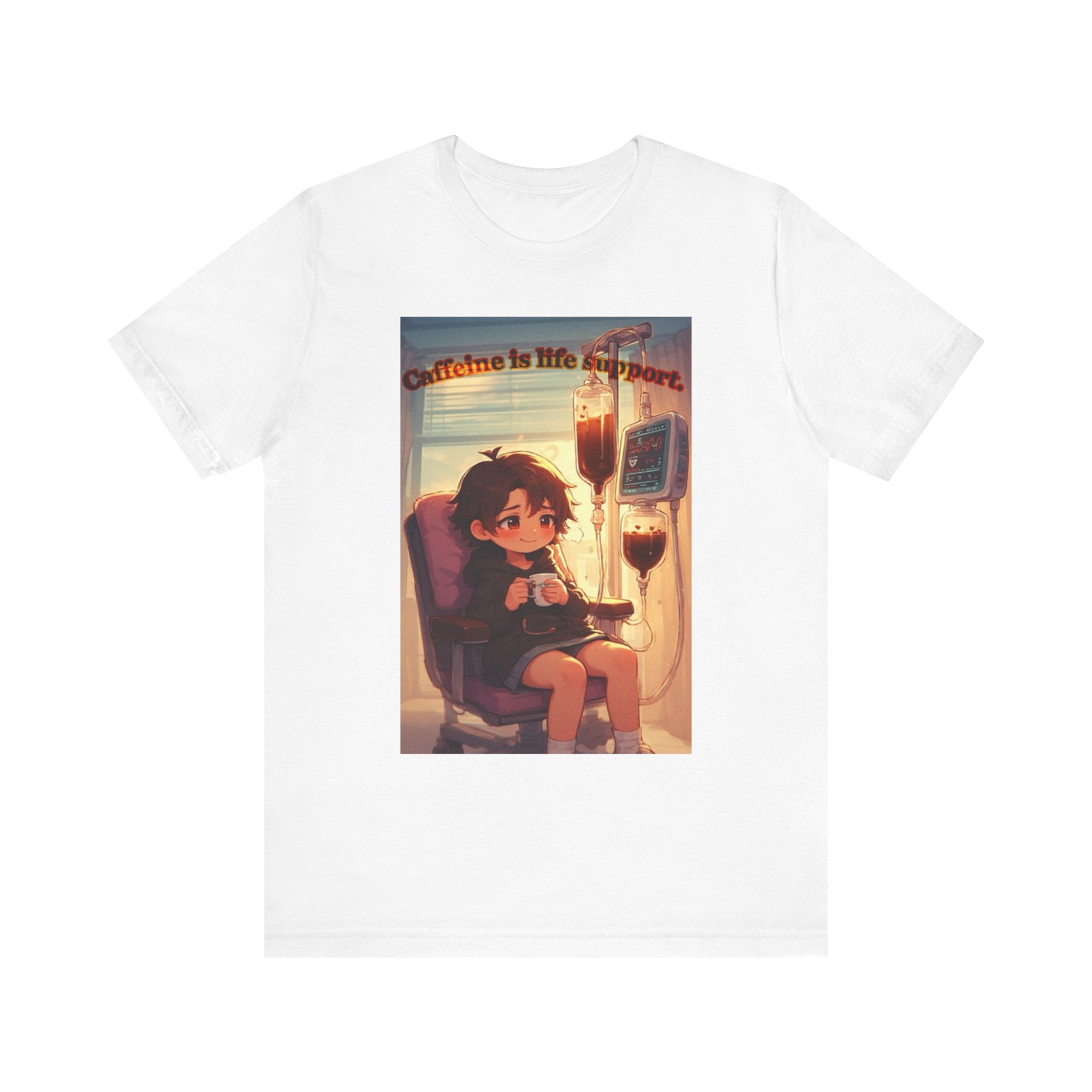 “ caffeine inside support.” Female themed t-shirt.