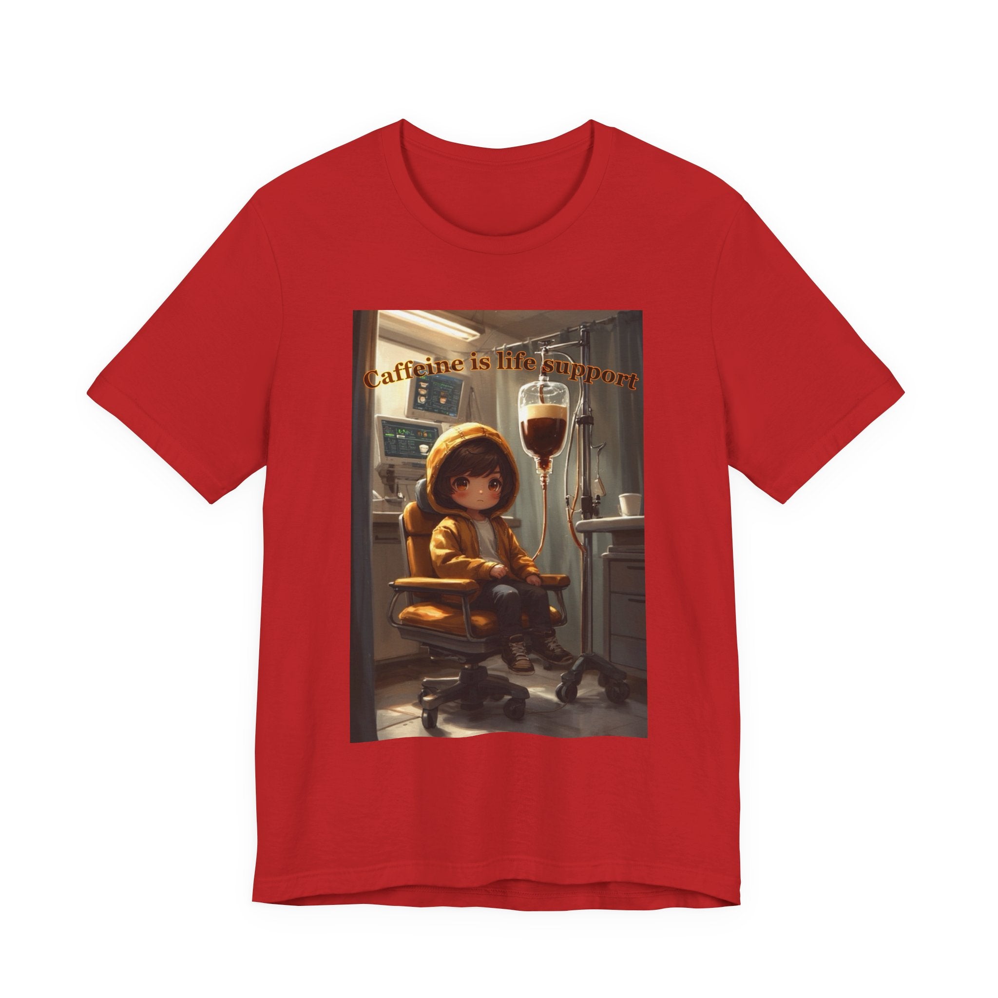 “Caffeine is life support.” Male themed t-shirt