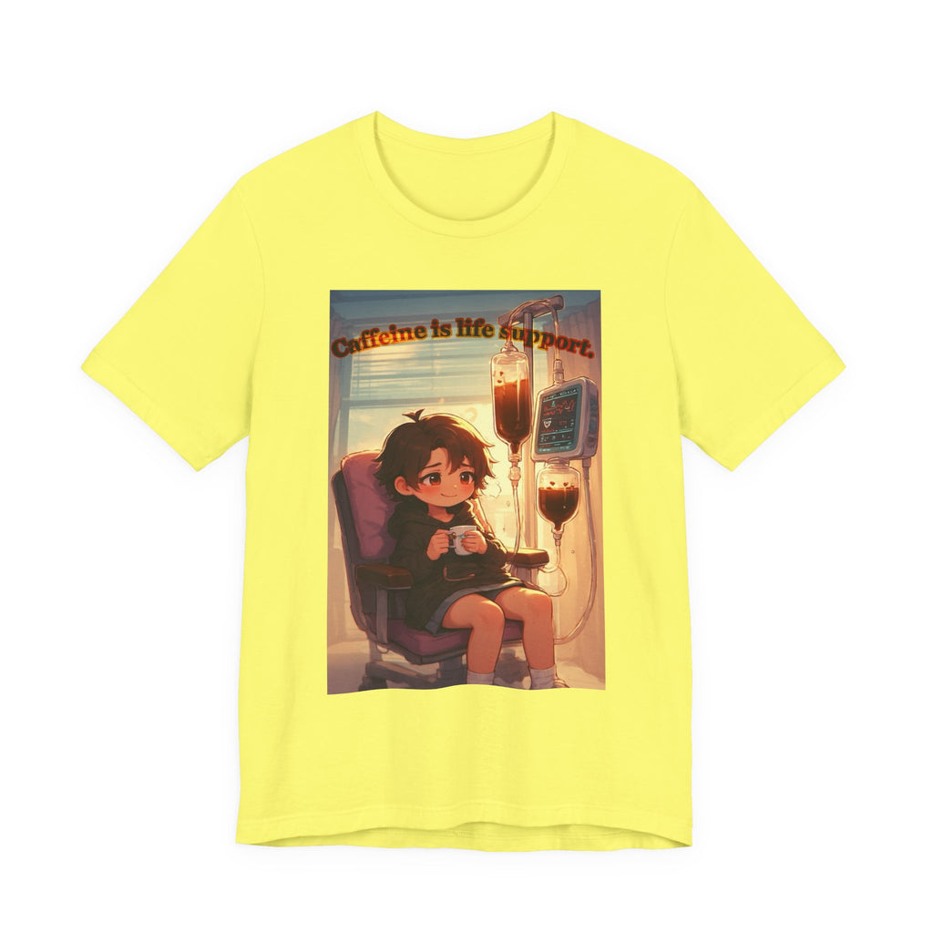“ caffeine inside support.” Female themed t-shirt.