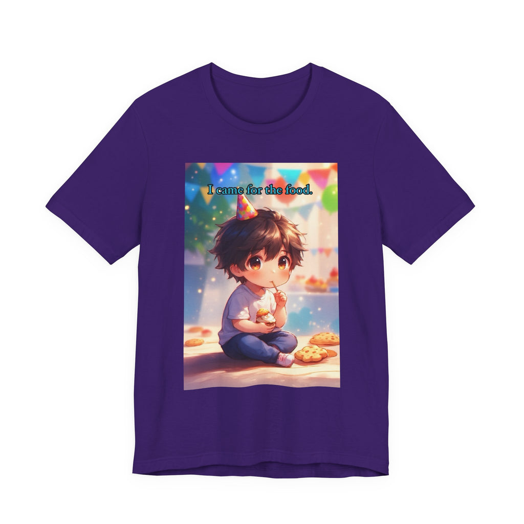 “ I came for the food.” Male themed t-shirt.
