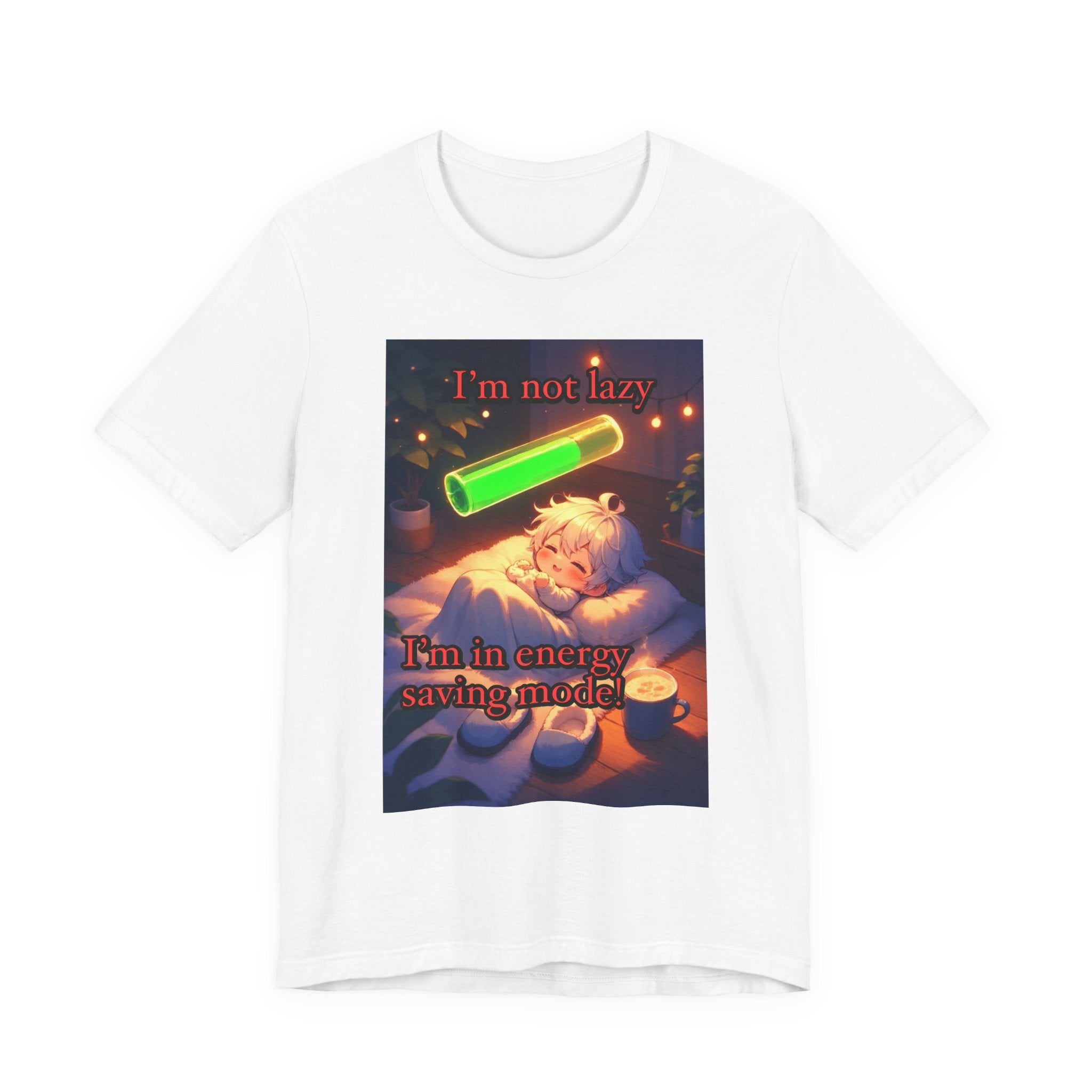 Energy saving mode. Male themed t-shirt